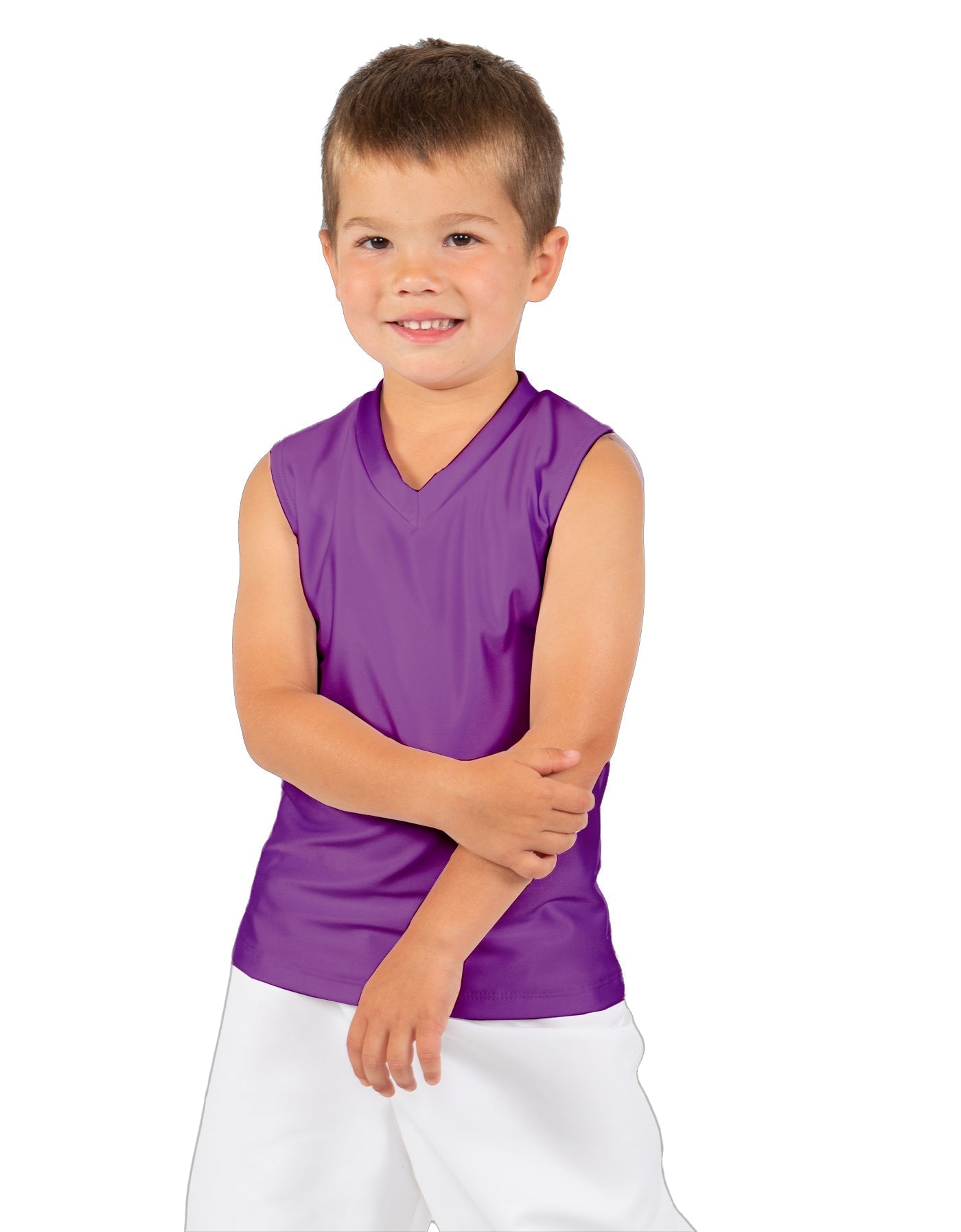 Solid Lycra Sleeveless Vneck Boys Tank