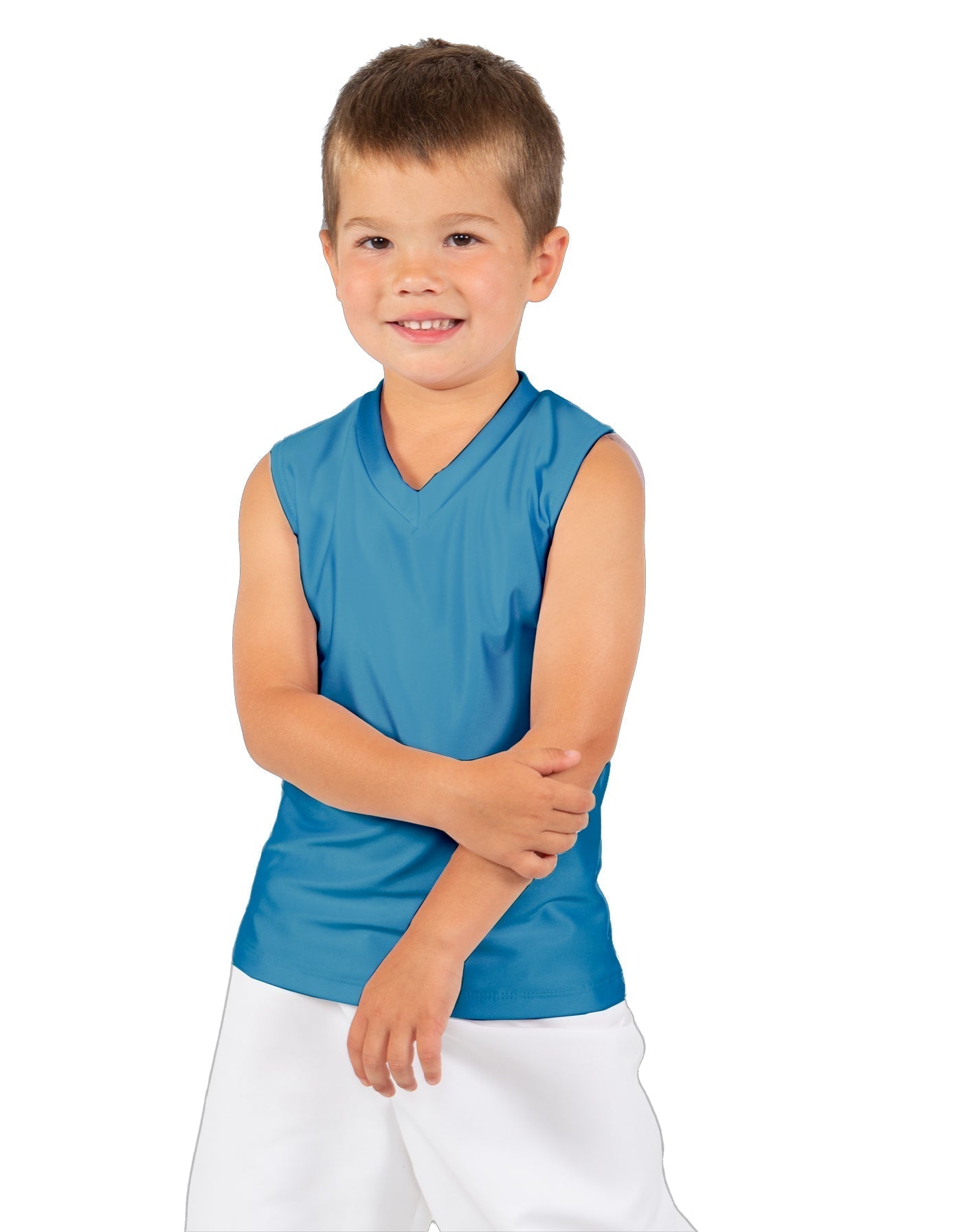 Solid Lycra Sleeveless Vneck Boys Tank