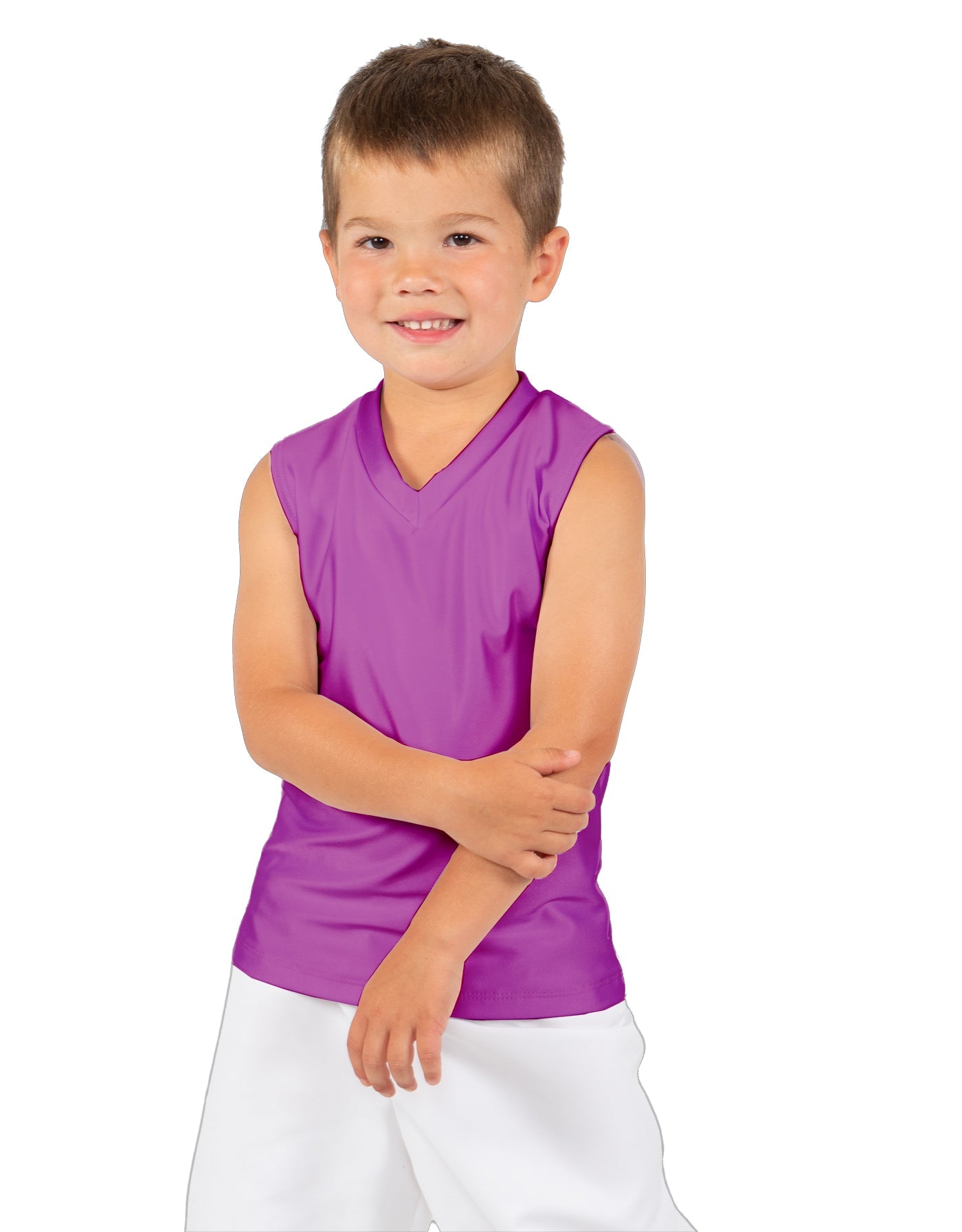 Solid Lycra Sleeveless Vneck Boys Tank
