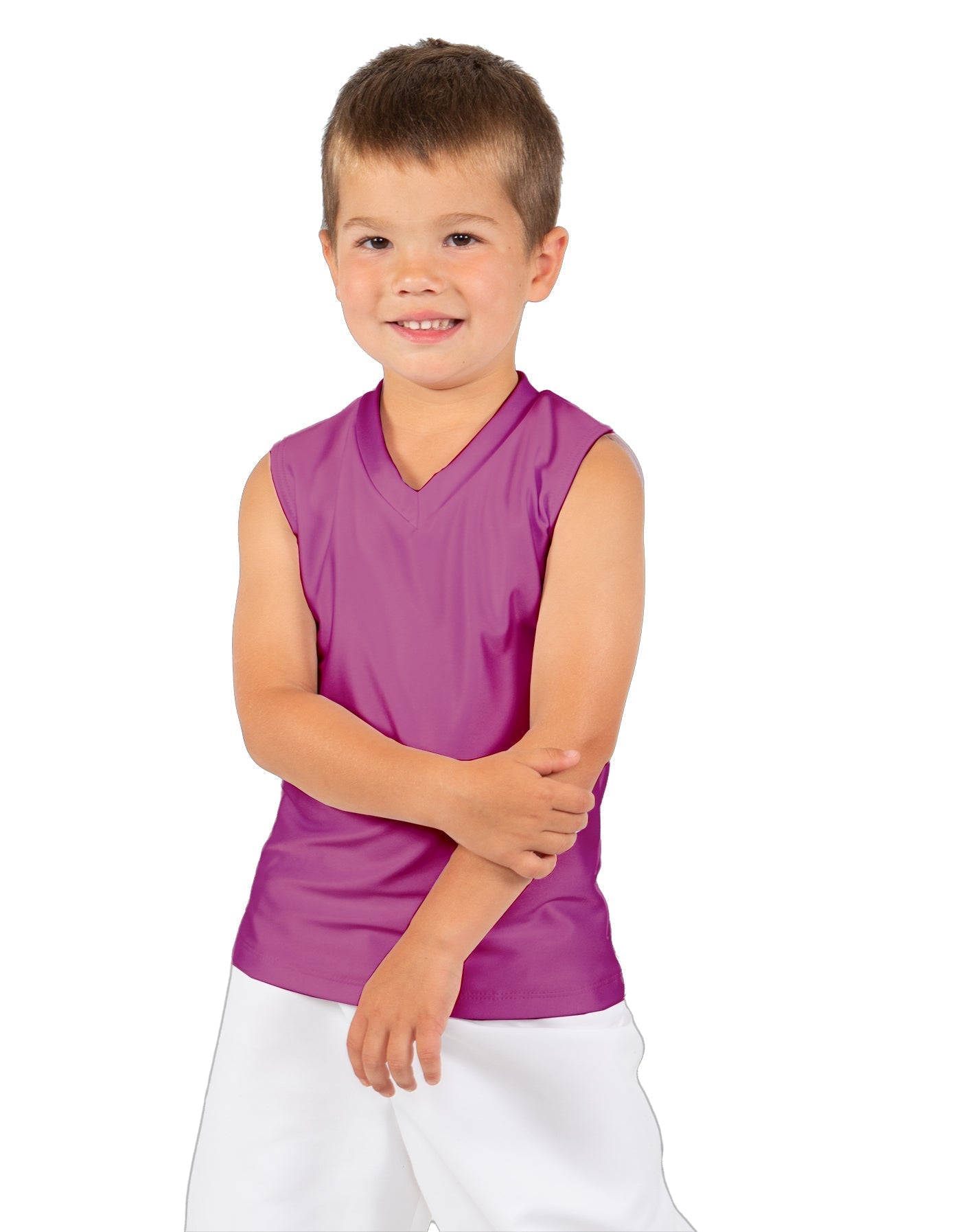 Solid Lycra Sleeveless Vneck Boys Tank