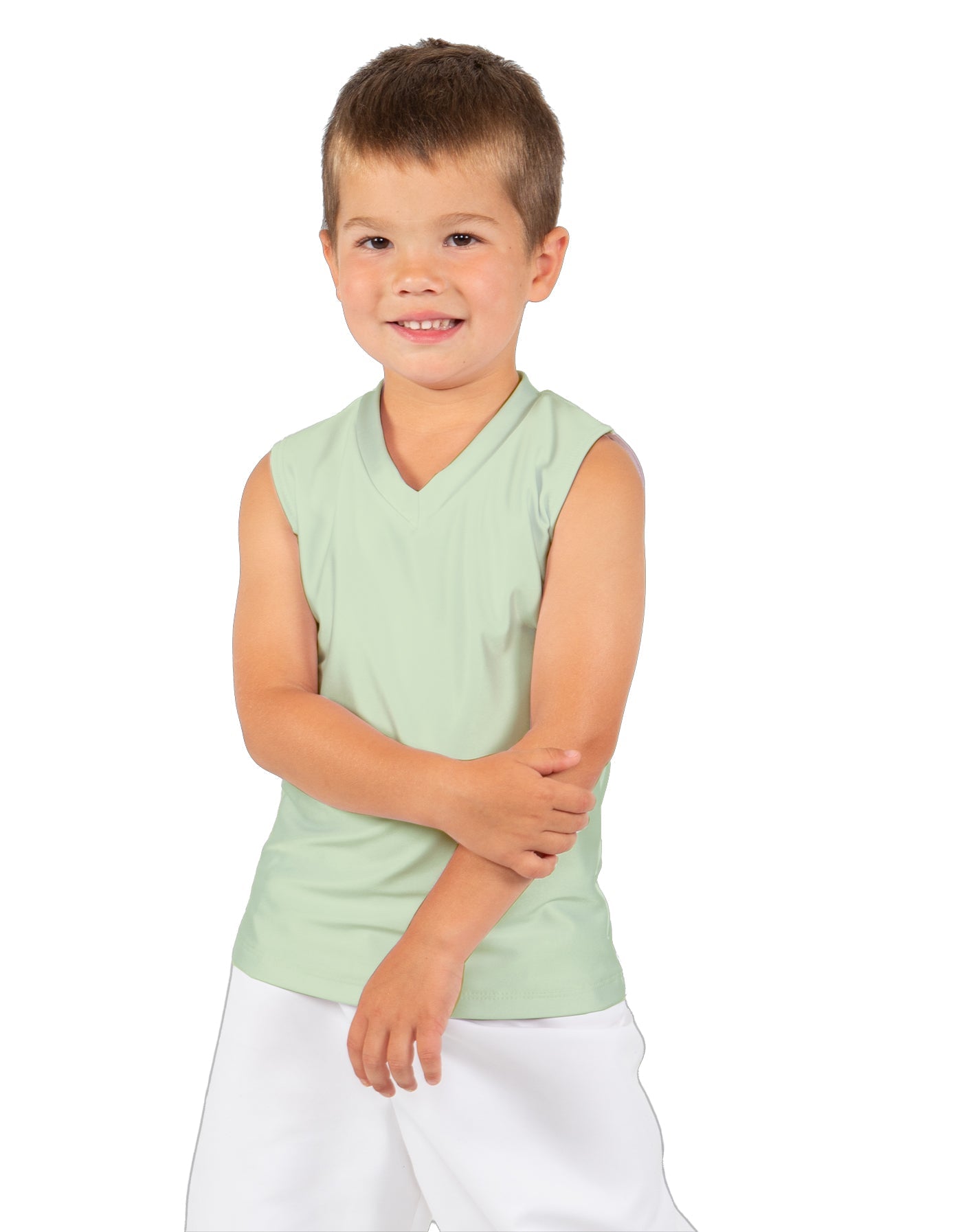 Solid Lycra Sleeveless Vneck Boys Tank
