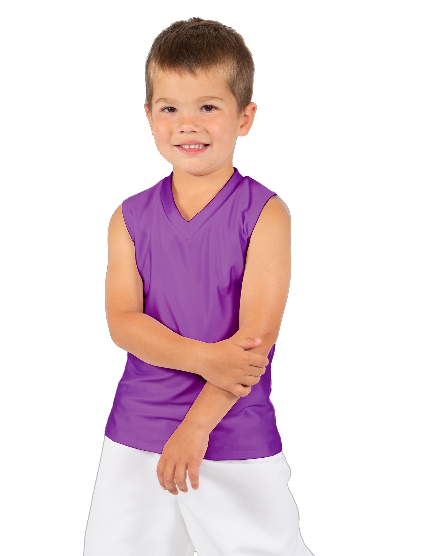 Solid Lycra Sleeveless Vneck Boys Tank
