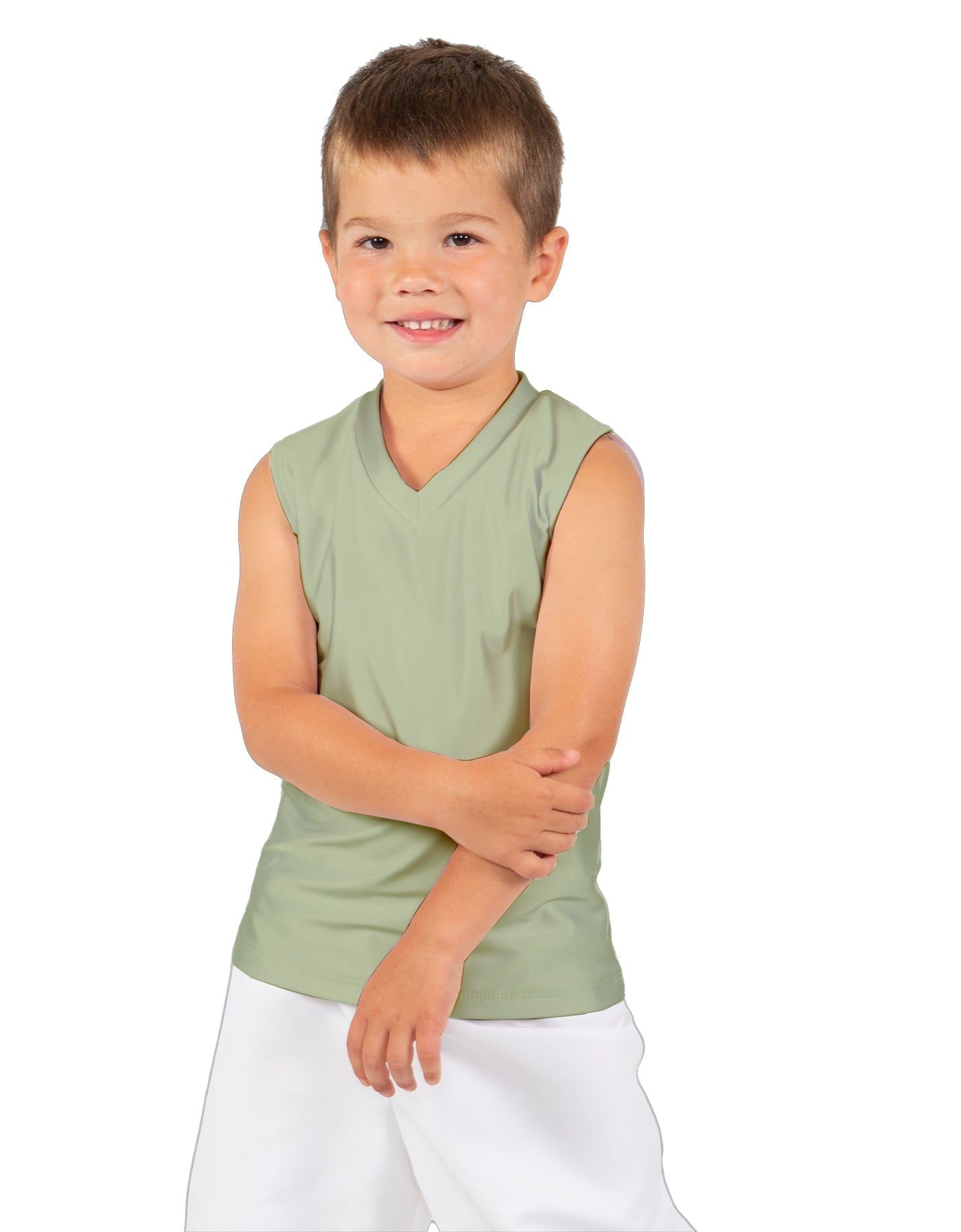 Solid Lycra Sleeveless Vneck Boys Tank