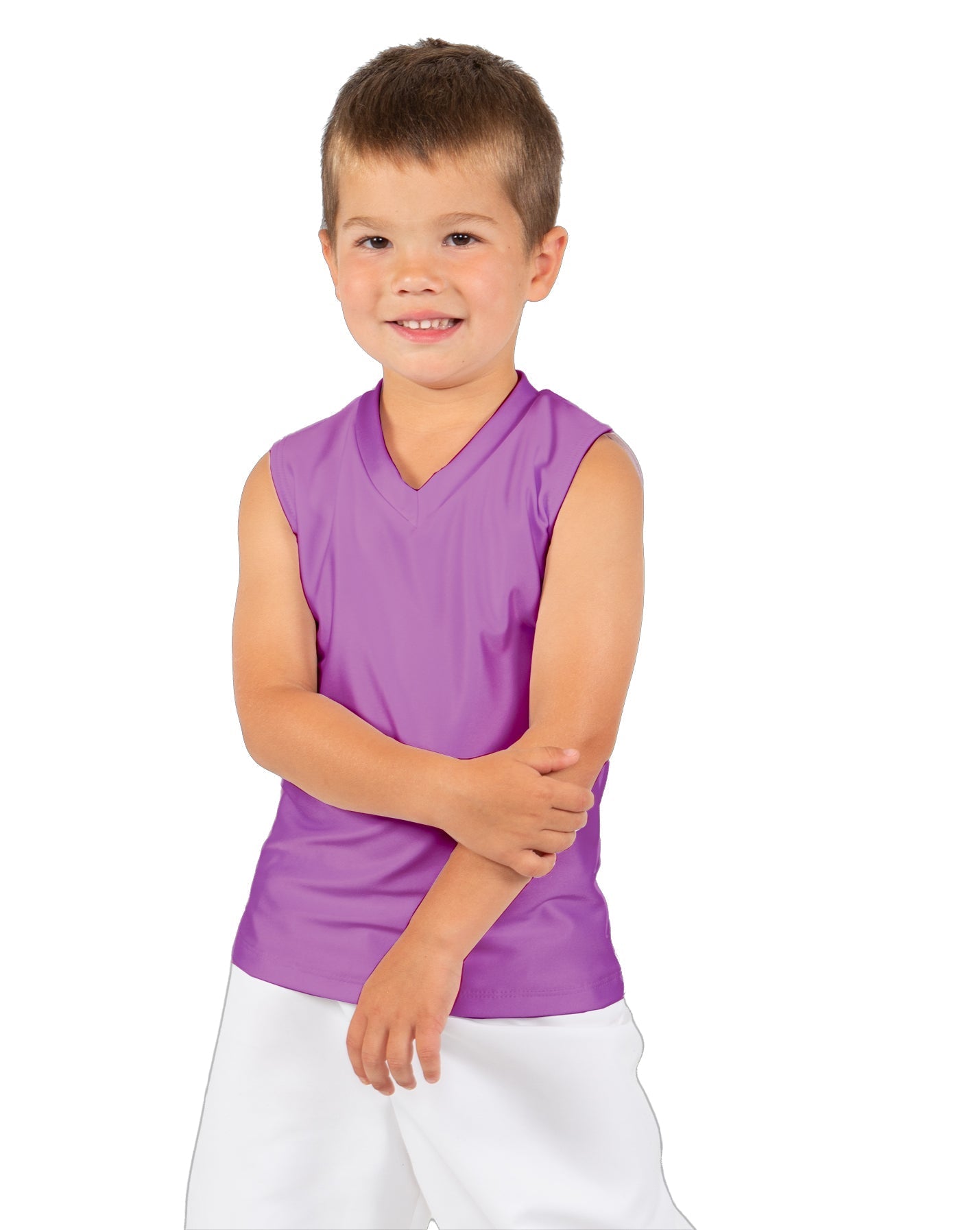 Solid Lycra Sleeveless Vneck Boys Tank