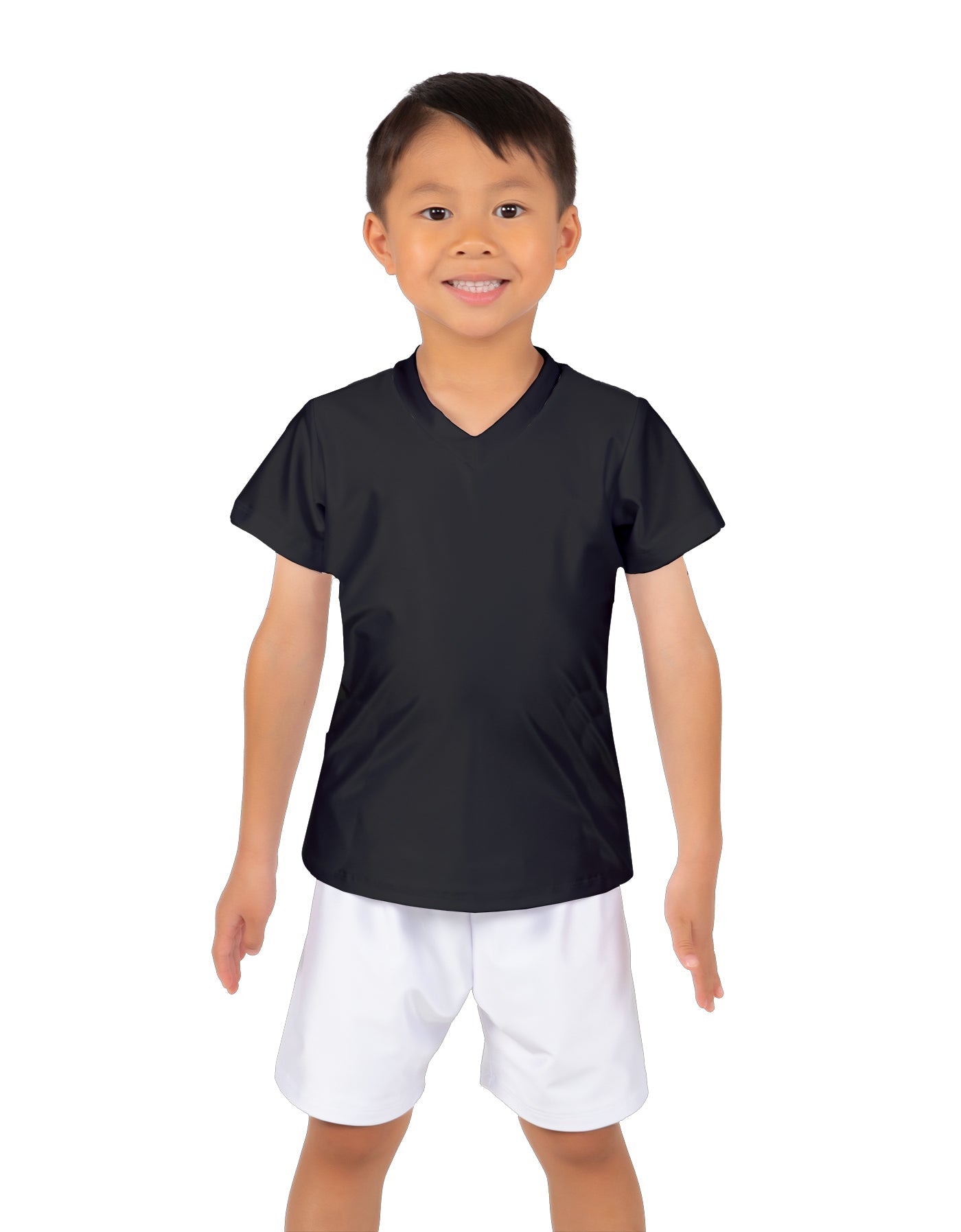 Solid Lycra Boys V-Neck T-Shirt