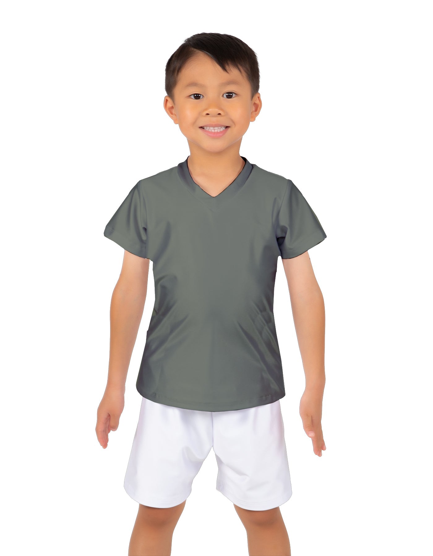Solid Lycra Boys V-Neck T-Shirt