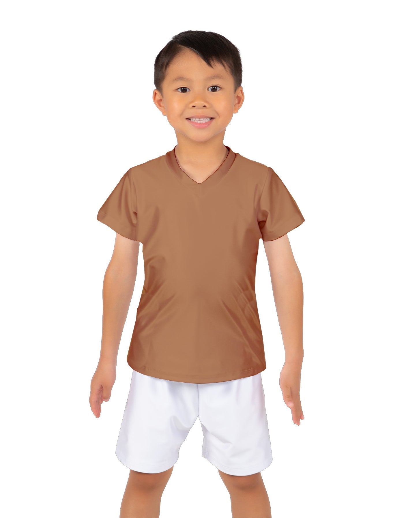 Solid Lycra Boys V-Neck T-Shirt