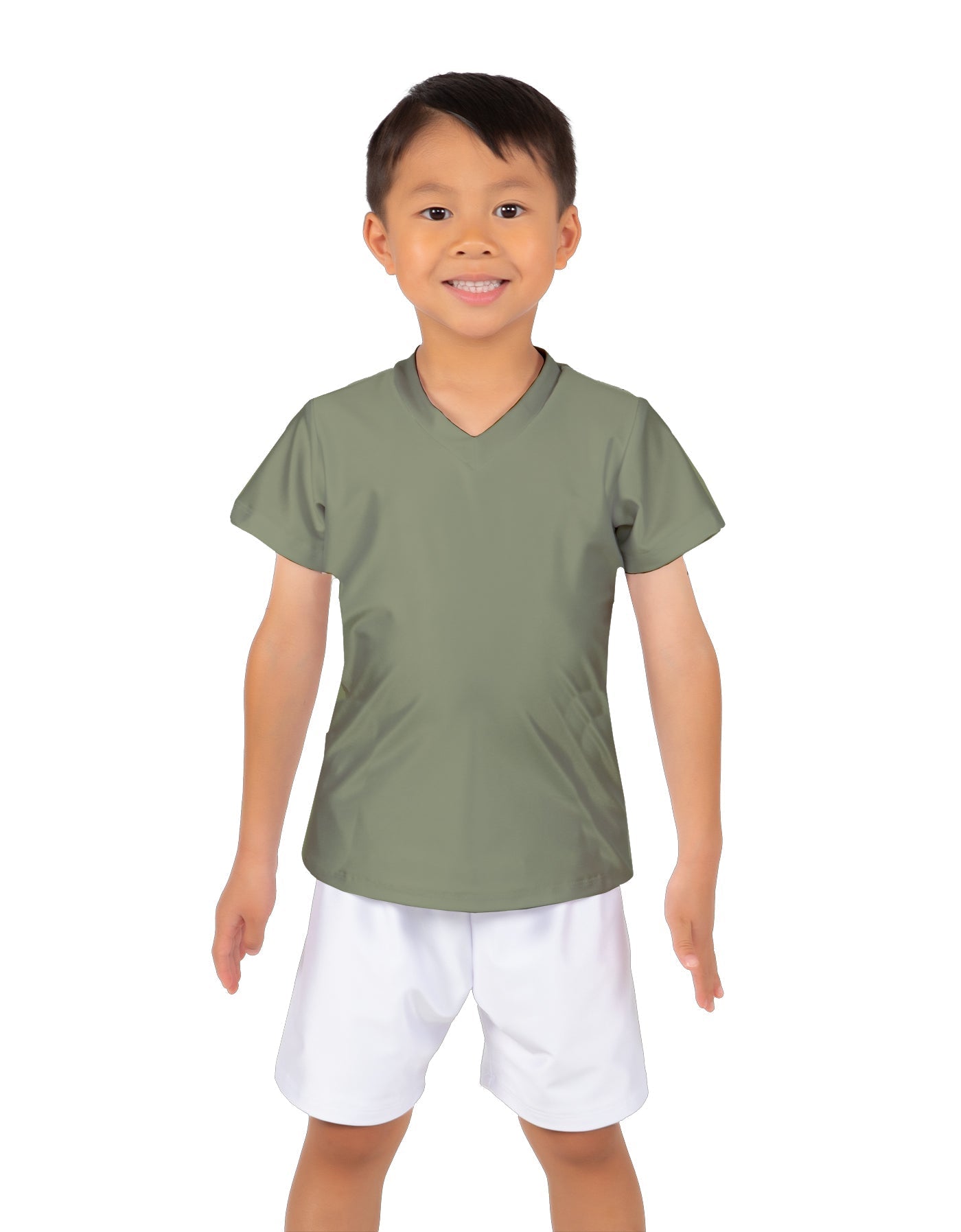 Solid Lycra Boys V-Neck T-Shirt