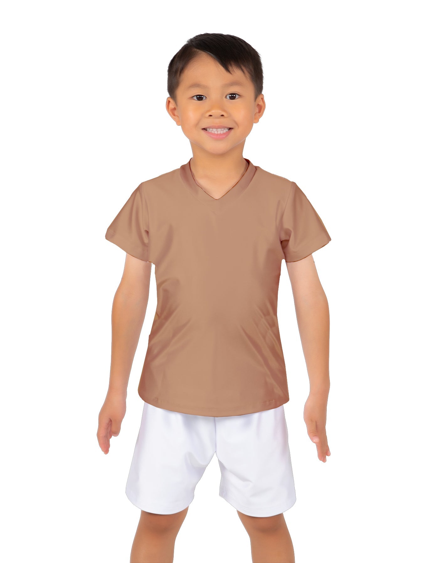 Solid Lycra Boys V-Neck T-Shirt