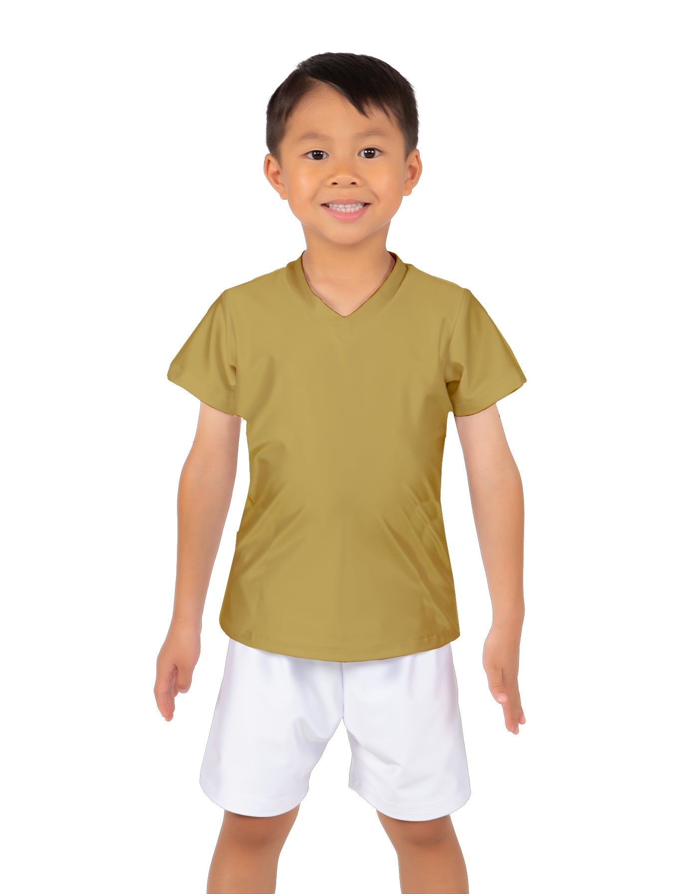 Solid Lycra Boys V-Neck T-Shirt