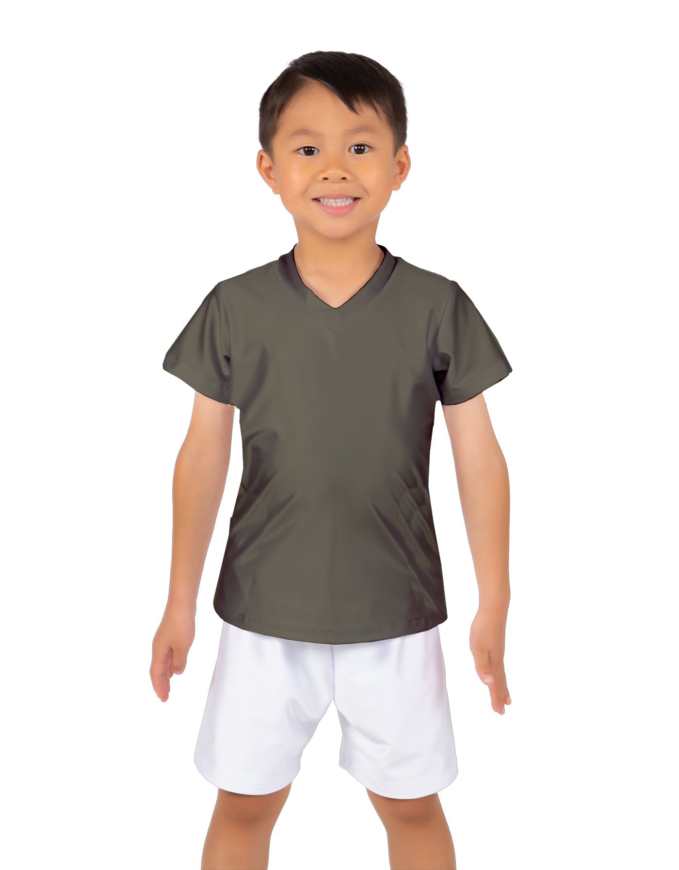Solid Lycra Boys V-Neck T-Shirt