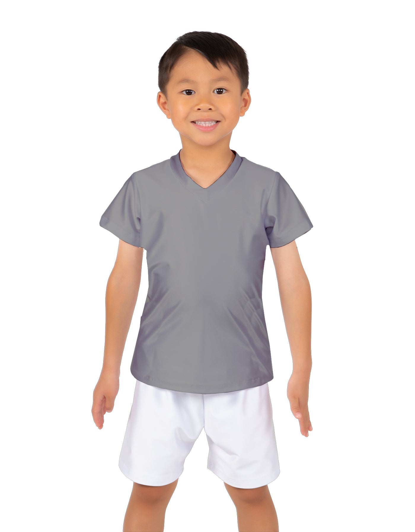 Solid Lycra Boys V-Neck T-Shirt