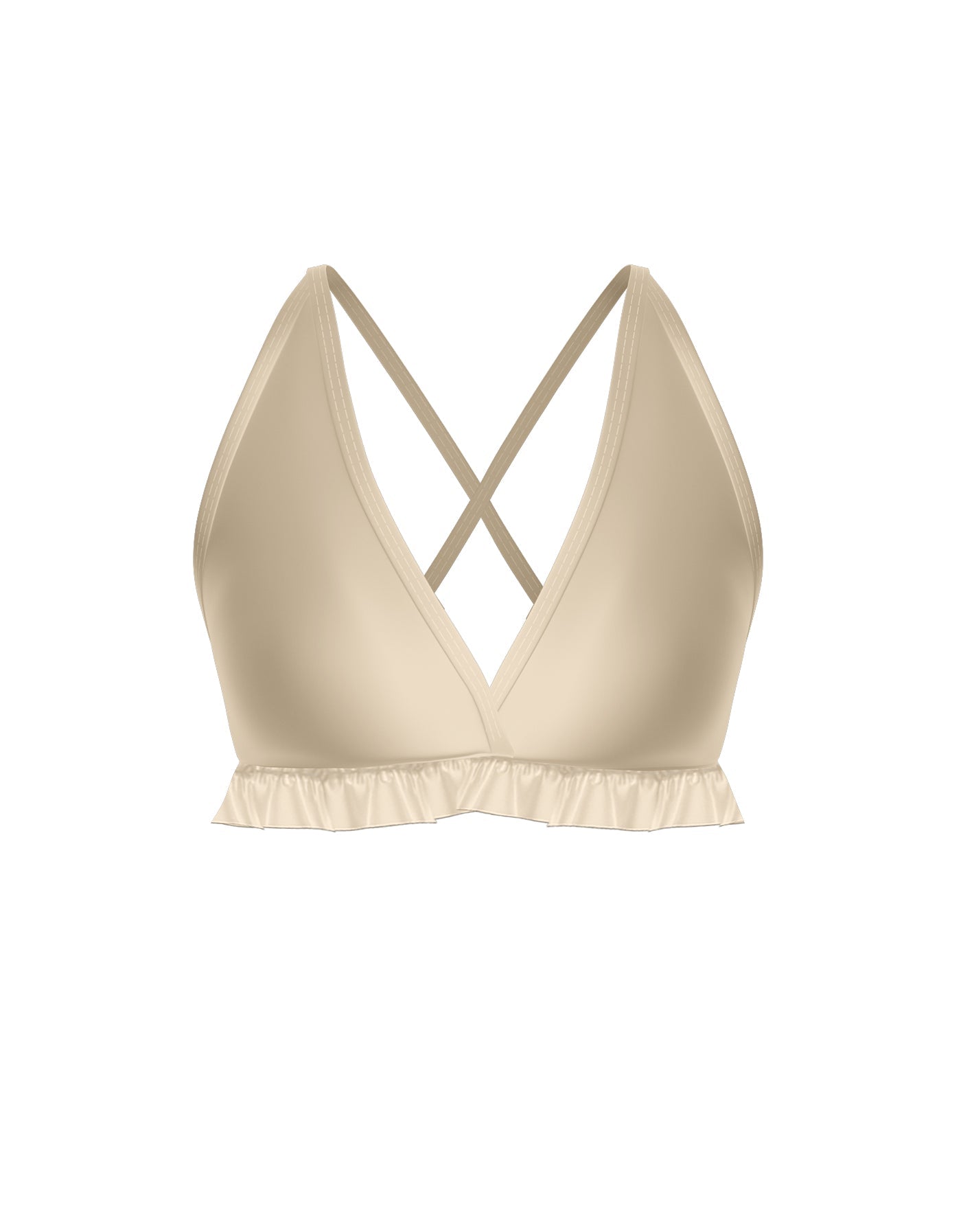 Solid Lycra V Bra with Ruffles
