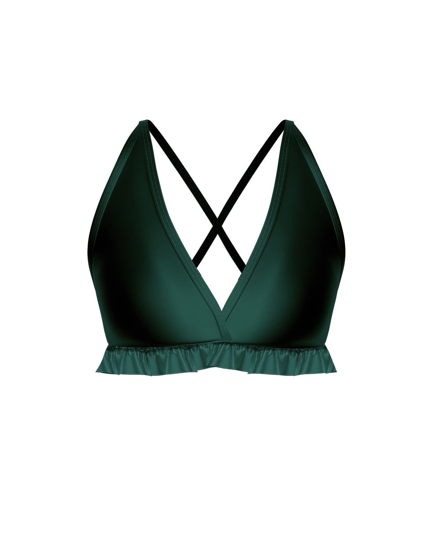 Solid Lycra V Bra with Ruffles