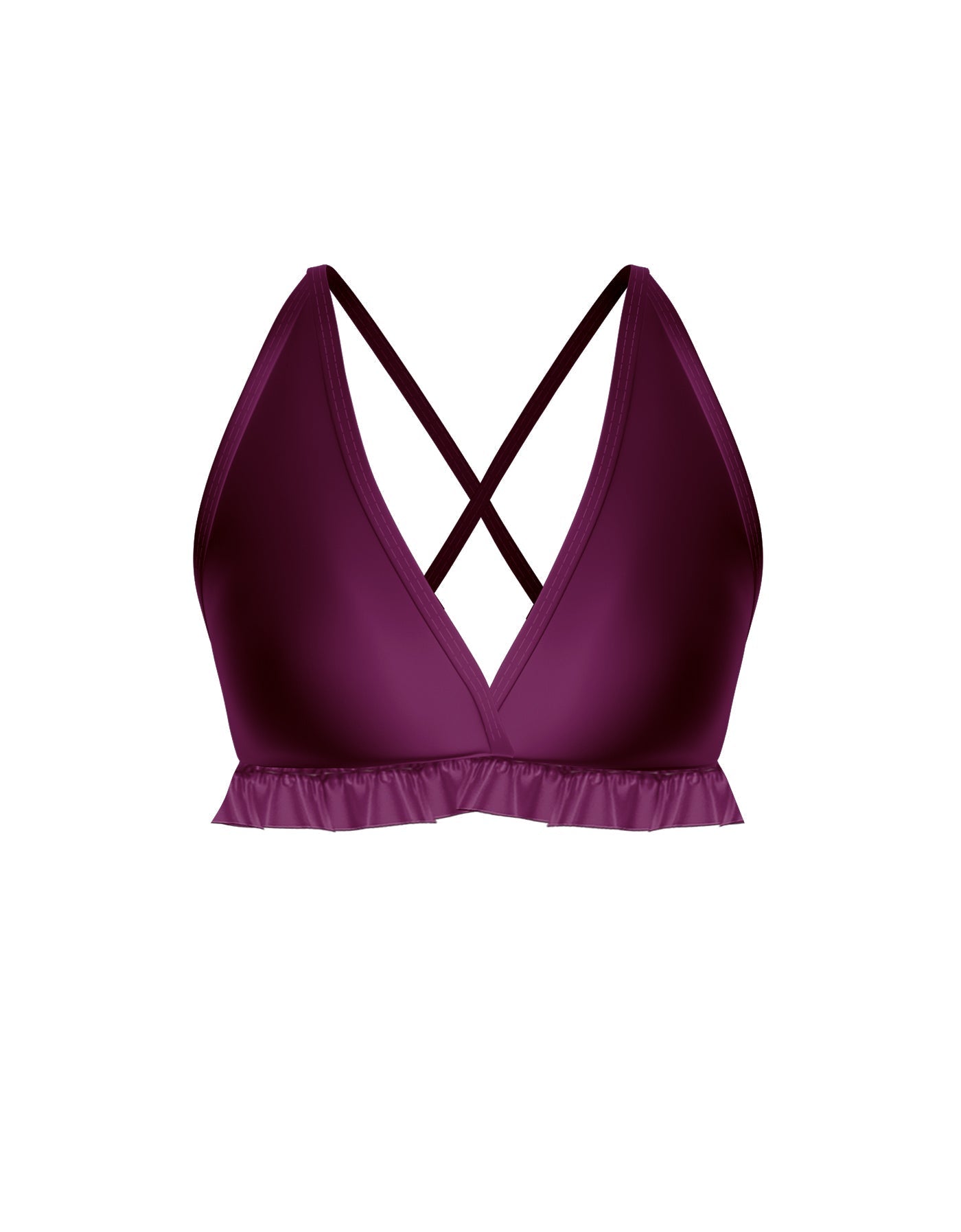 Solid Lycra V Bra with Ruffles