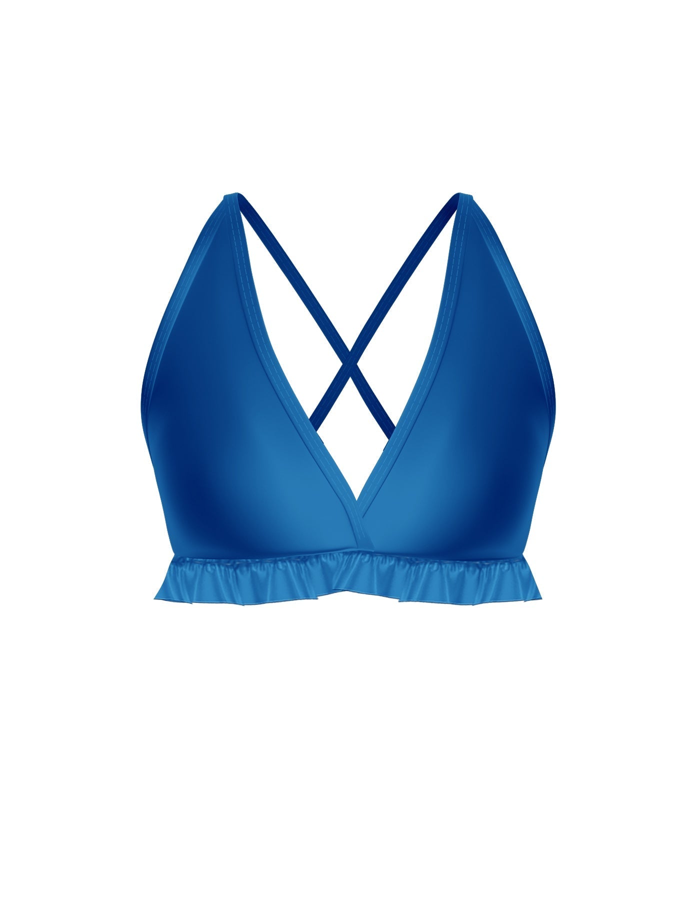 Solid Lycra V Bra with Ruffles