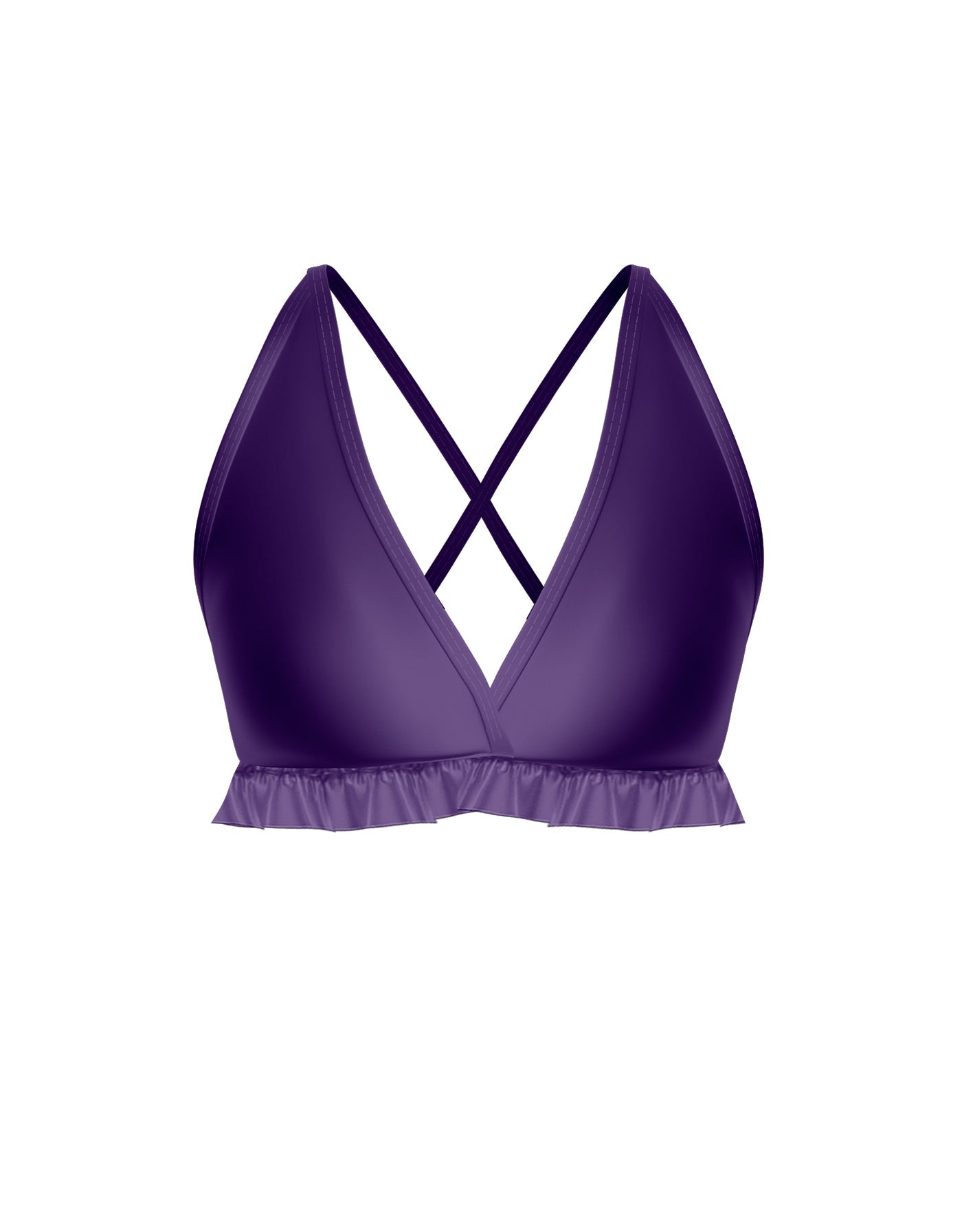 Solid Lycra V Bra with Ruffles