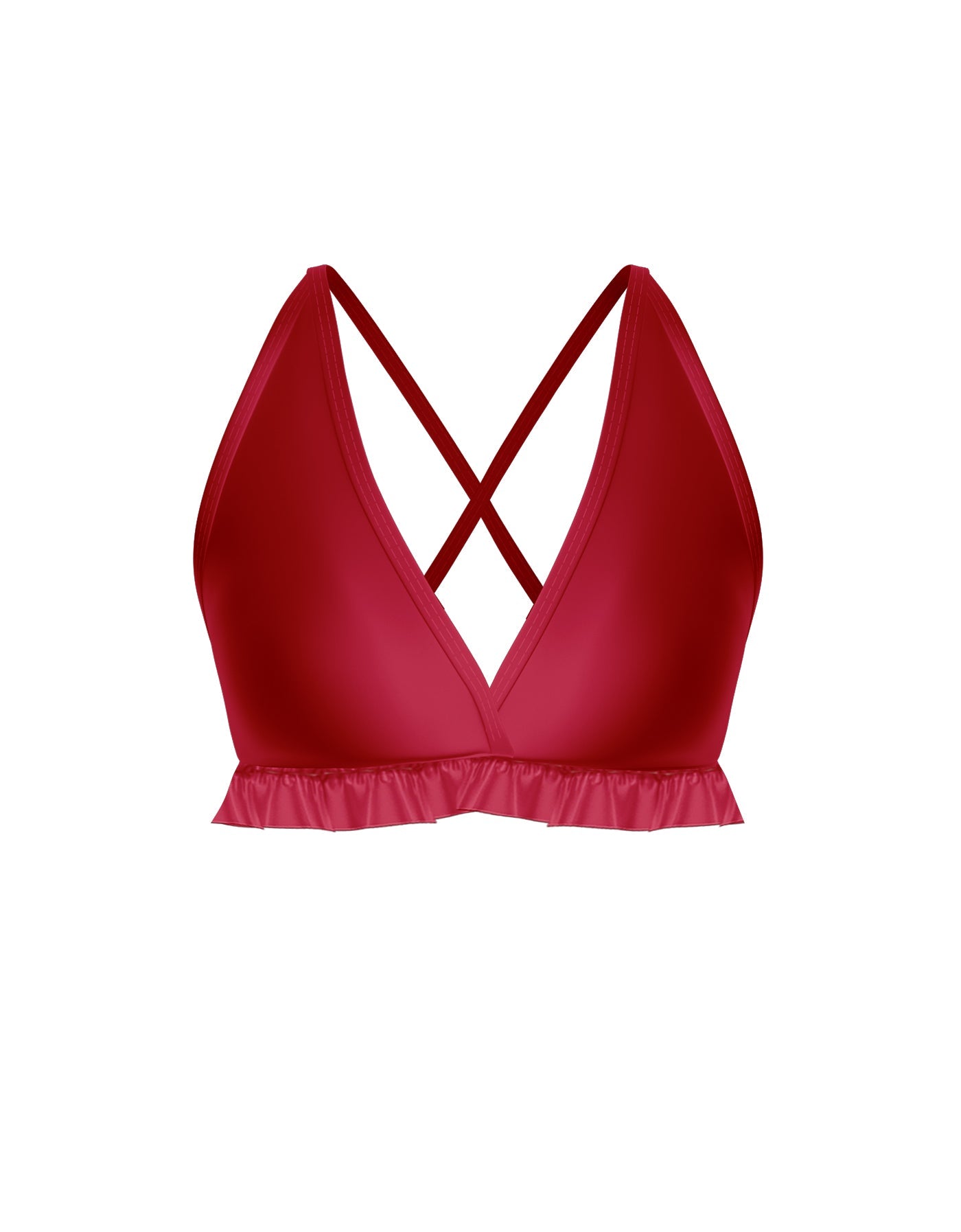 Solid Lycra V Bra with Ruffles