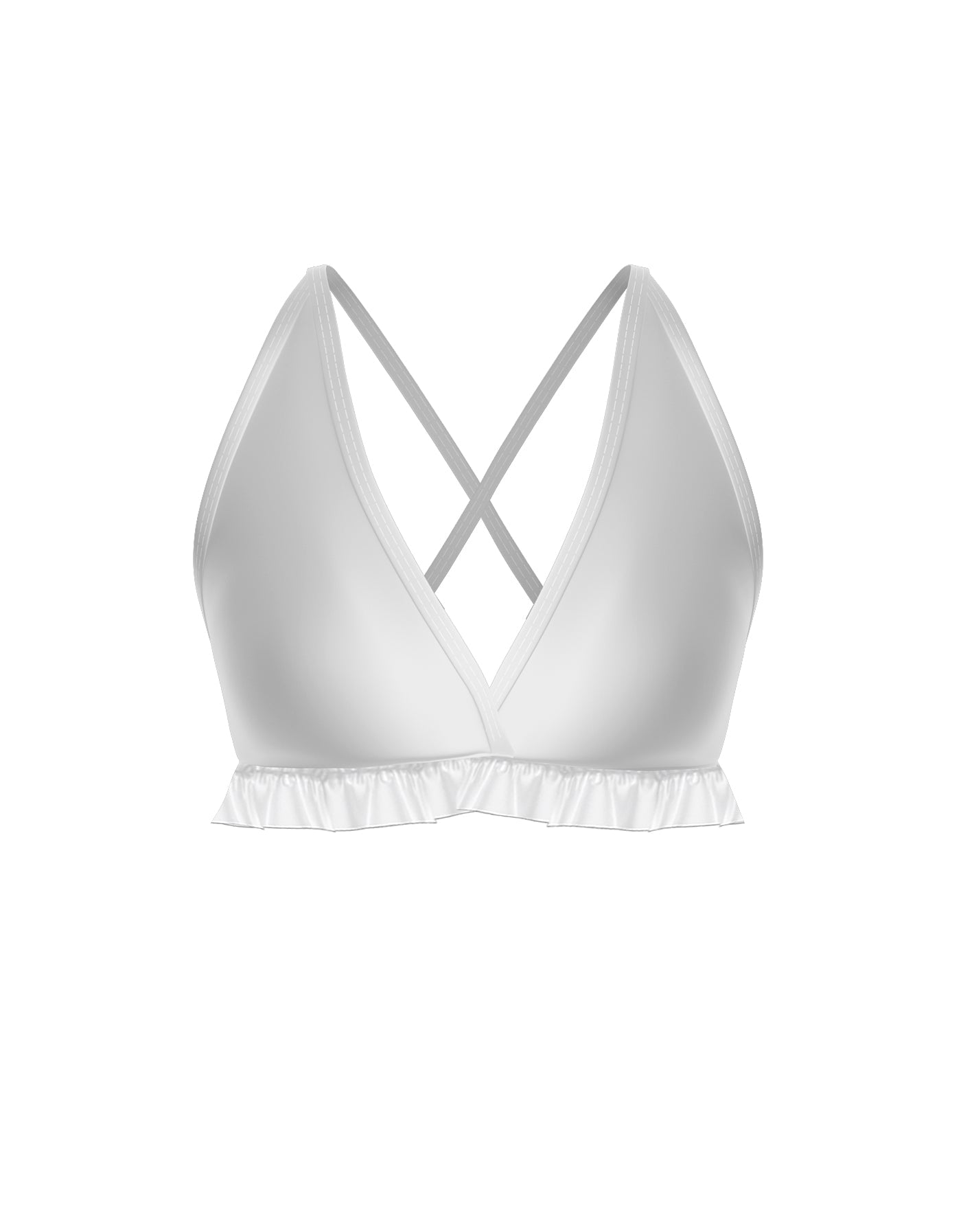 Solid Lycra V Bra with Ruffles