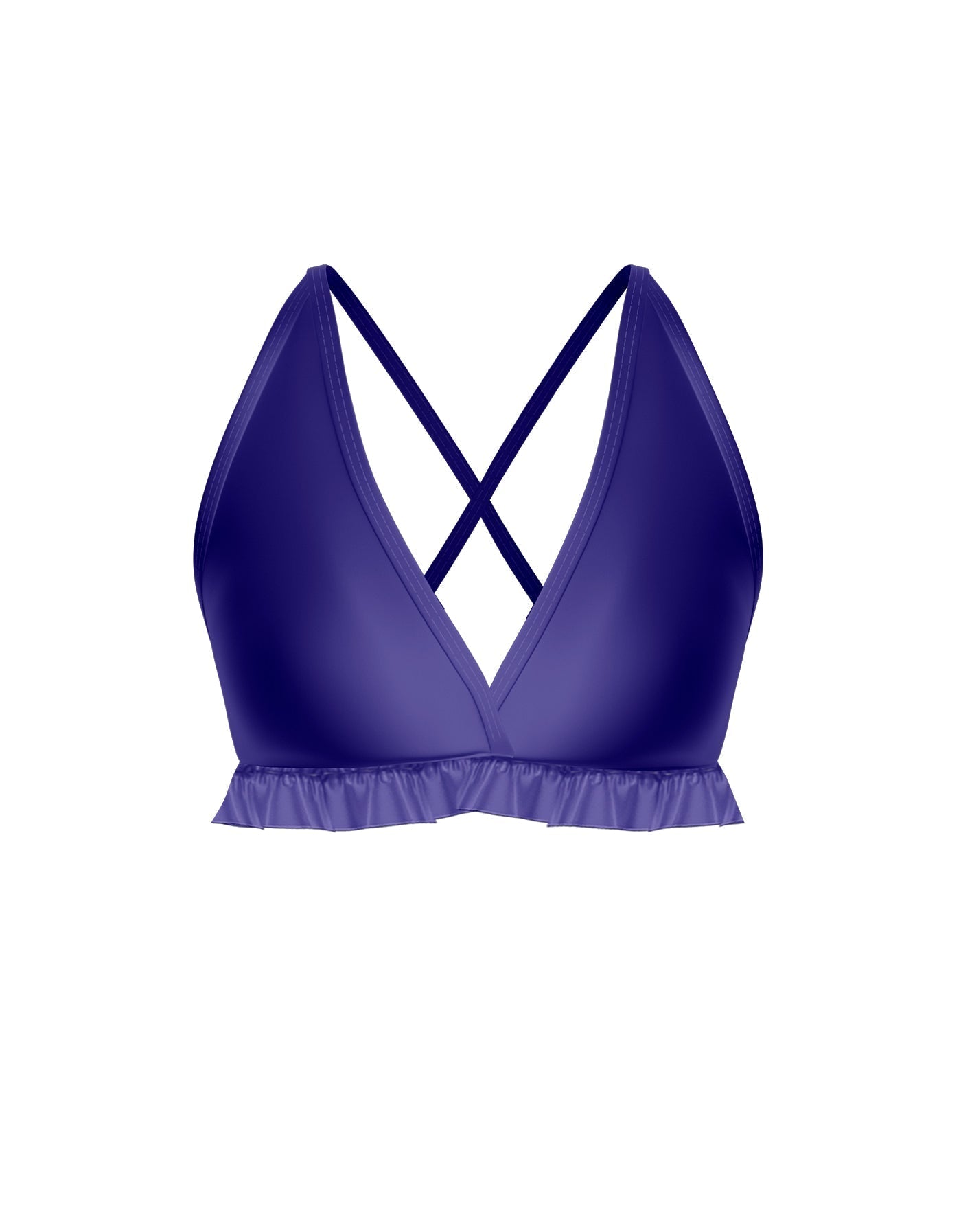 Solid Lycra V Bra with Ruffles