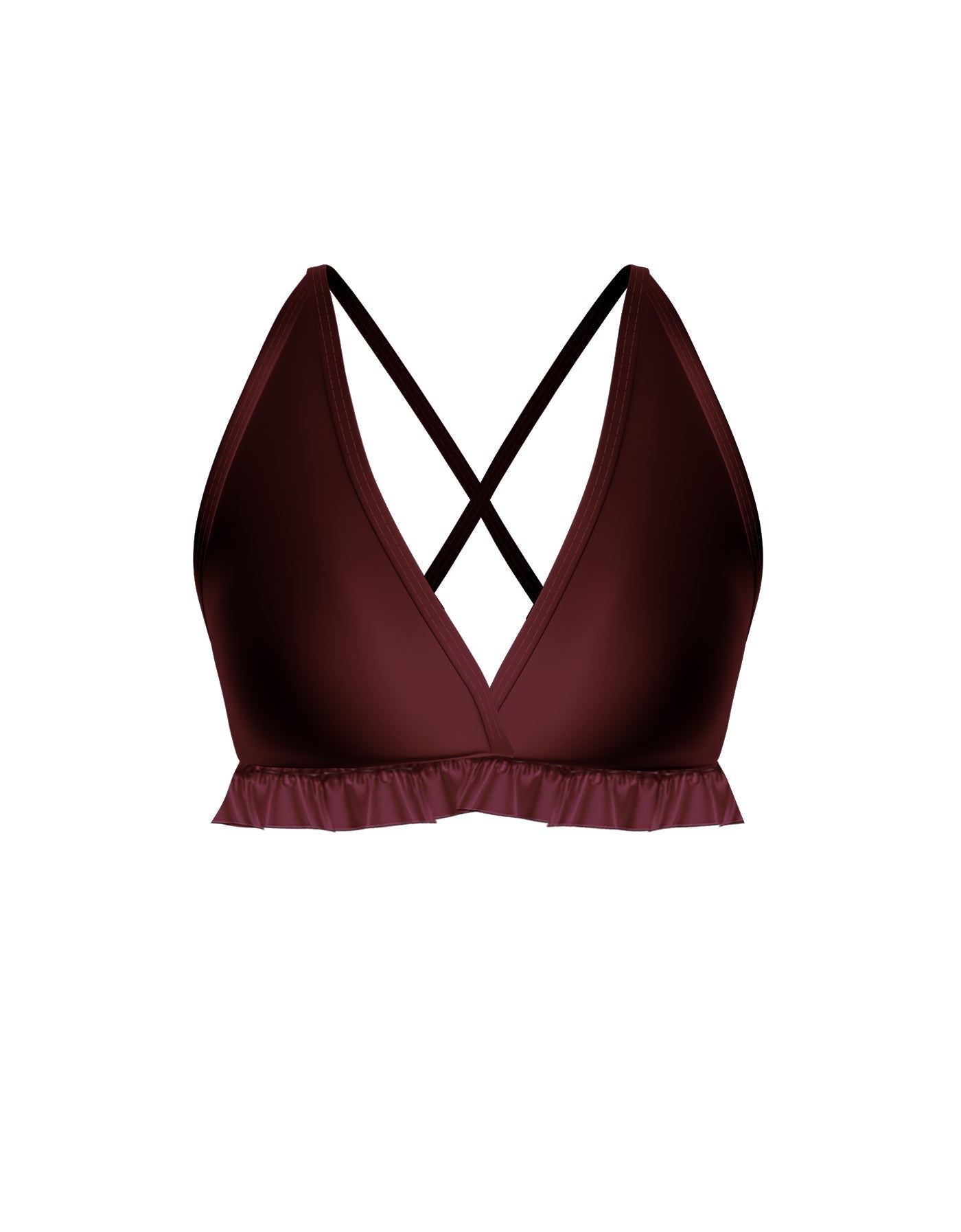 Solid Lycra V Bra with Ruffles