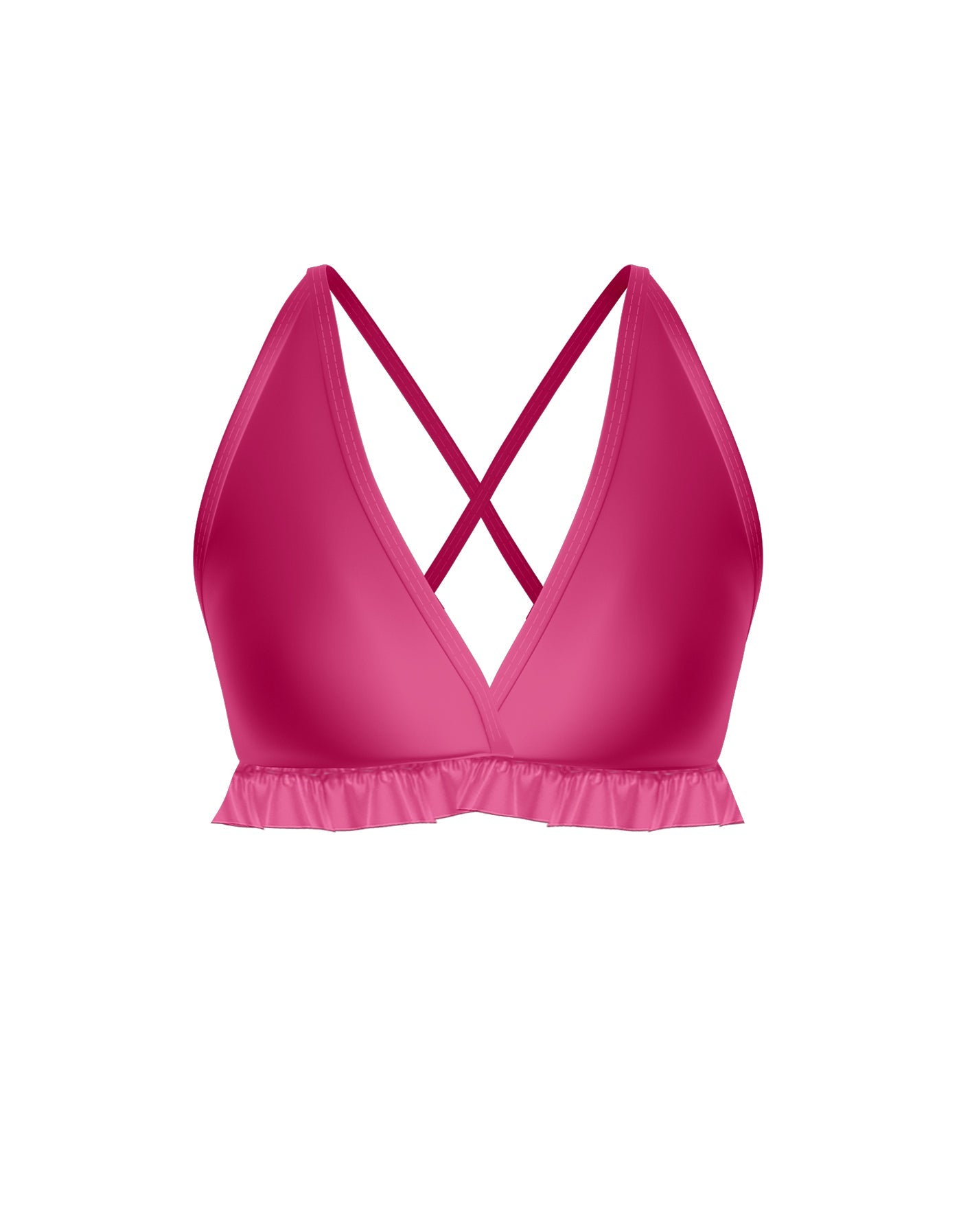 Solid Lycra V Bra with Ruffles