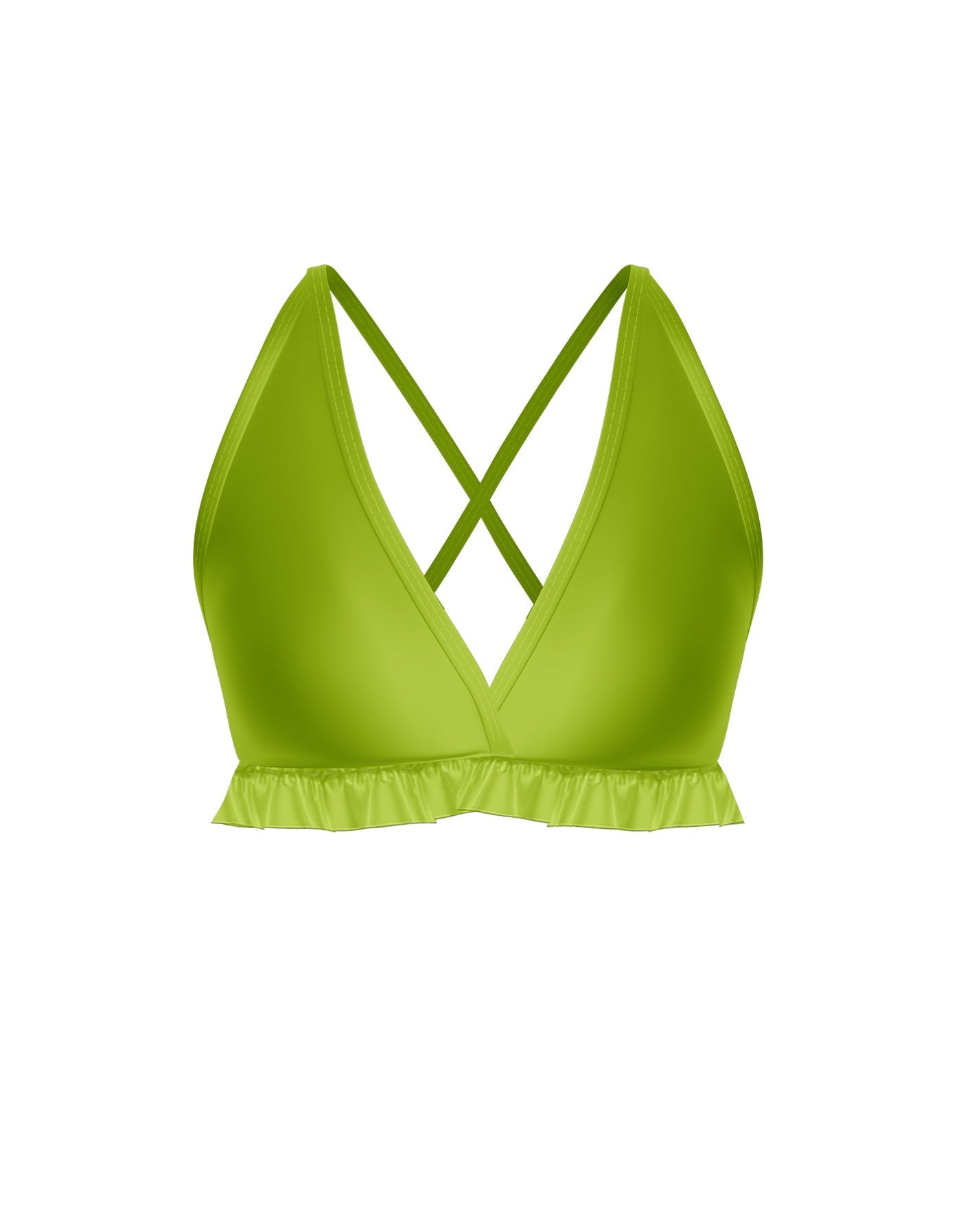 Solid Lycra V Bra with Ruffles