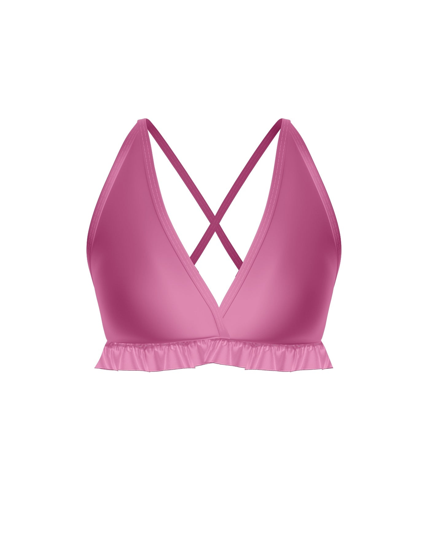Solid Lycra V Bra with Ruffles