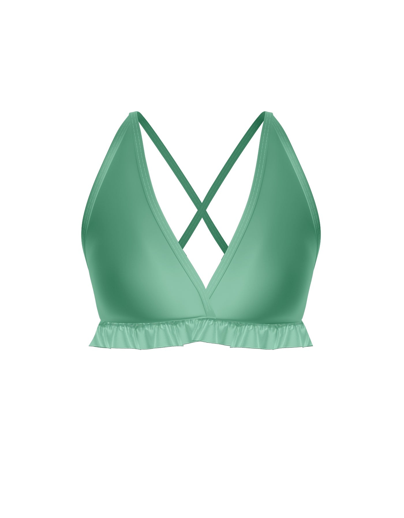 Solid Lycra V Bra with Ruffles