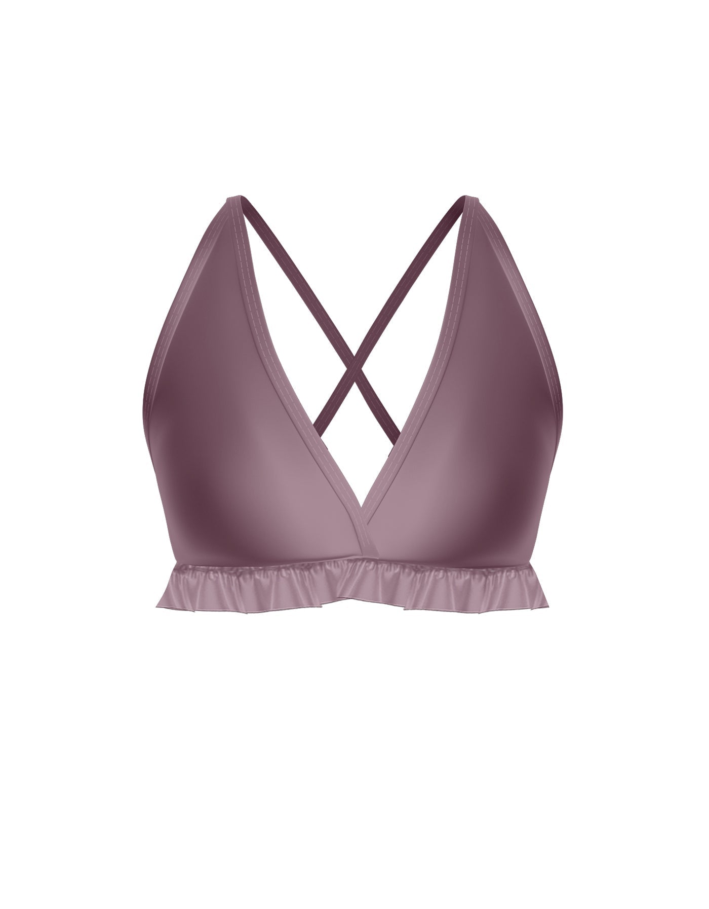 Solid Lycra V Bra with Ruffles