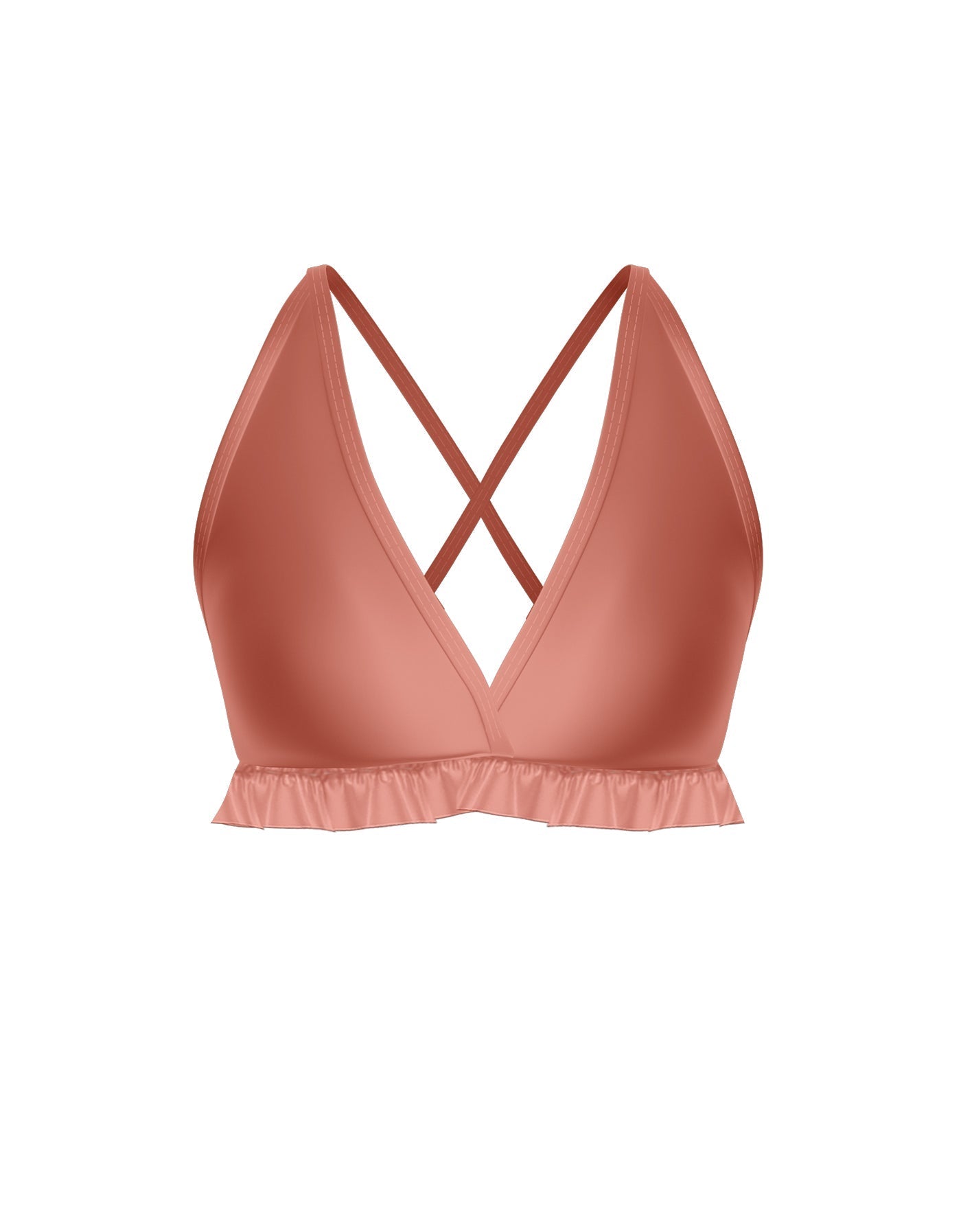 Solid Lycra V Bra with Ruffles