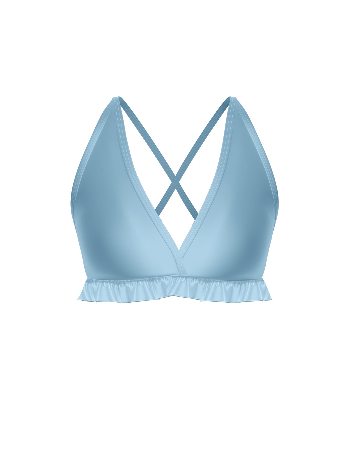 Solid Lycra V Bra with Ruffles