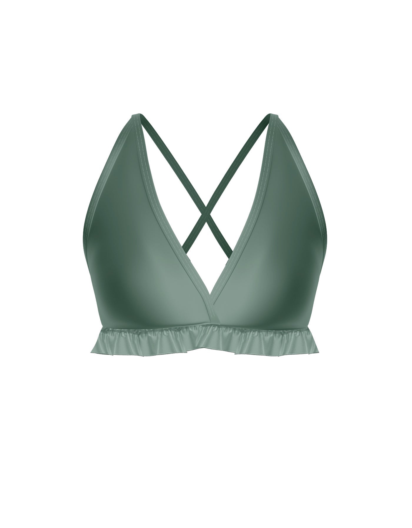 Solid Lycra V Bra with Ruffles
