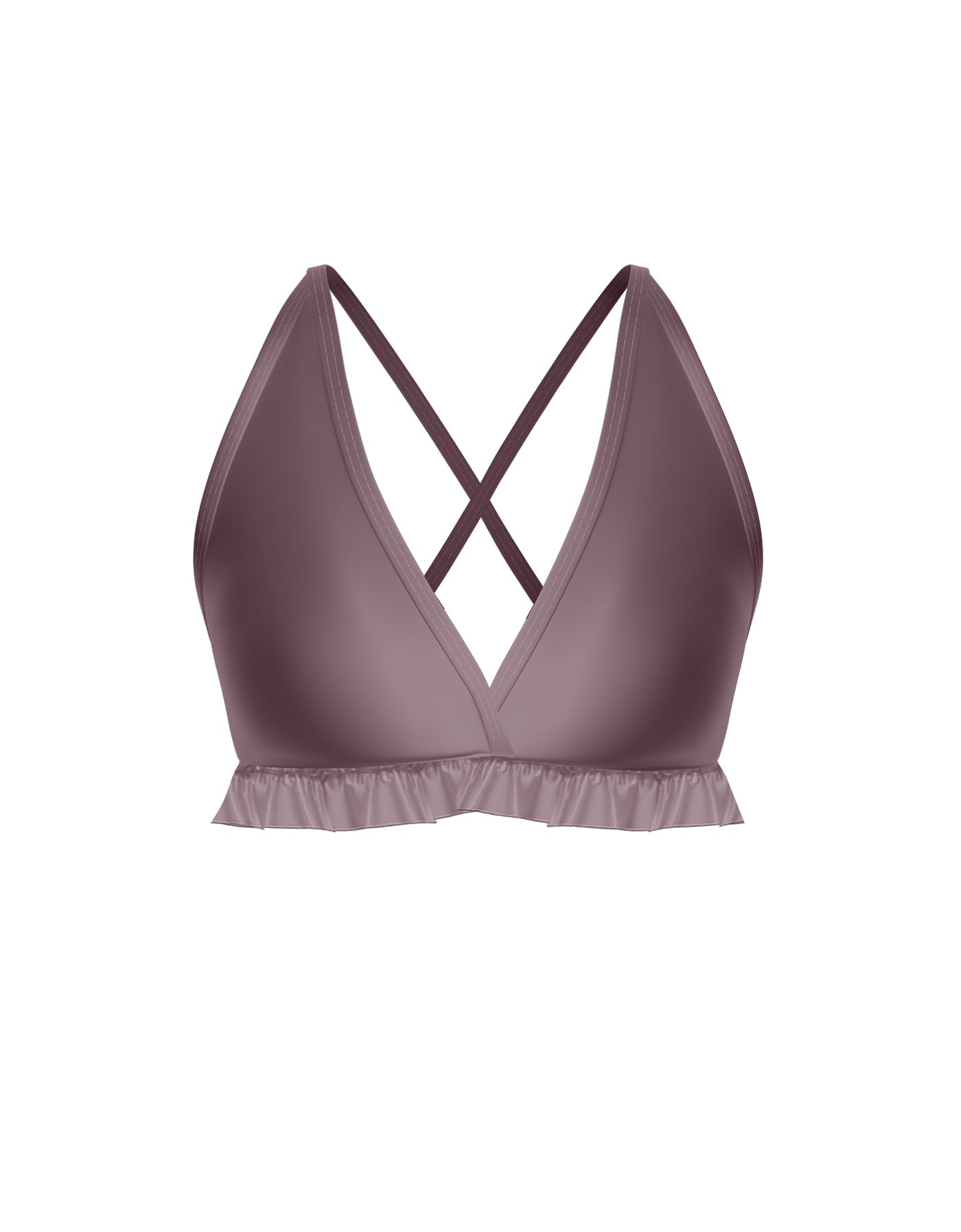 Solid Lycra V Bra with Ruffles