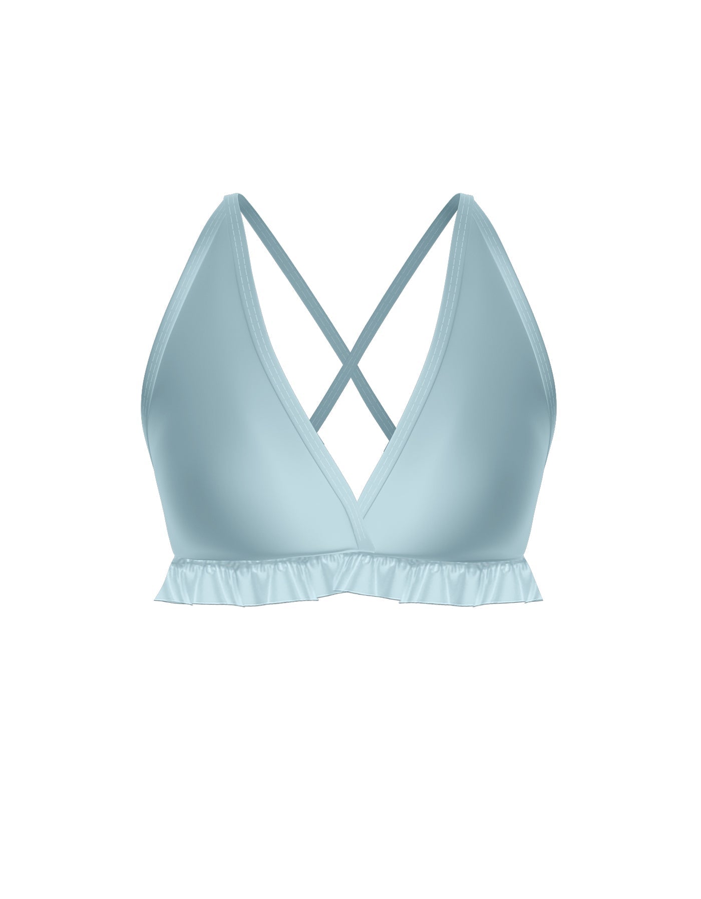 Solid Lycra V Bra with Ruffles