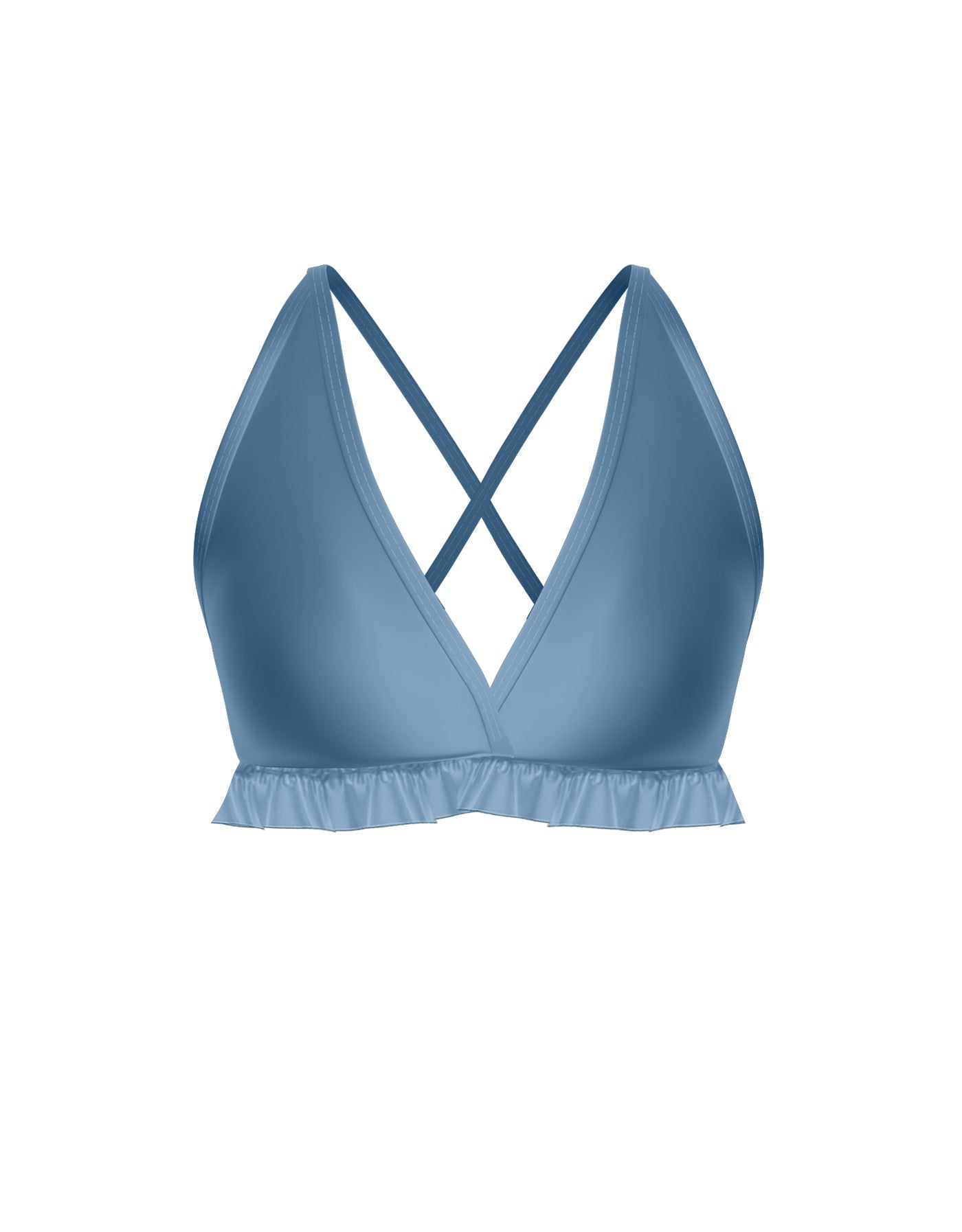Solid Lycra V Bra with Ruffles