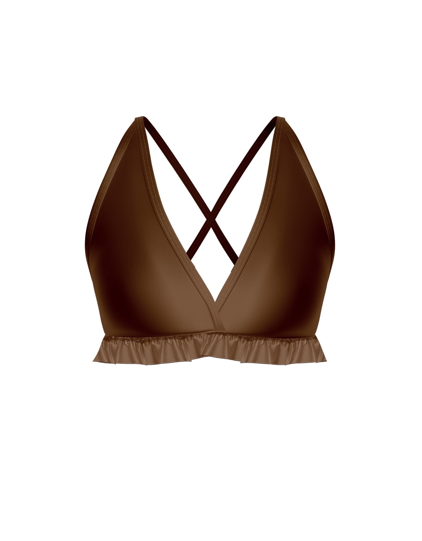 Solid Lycra V Bra with Ruffles