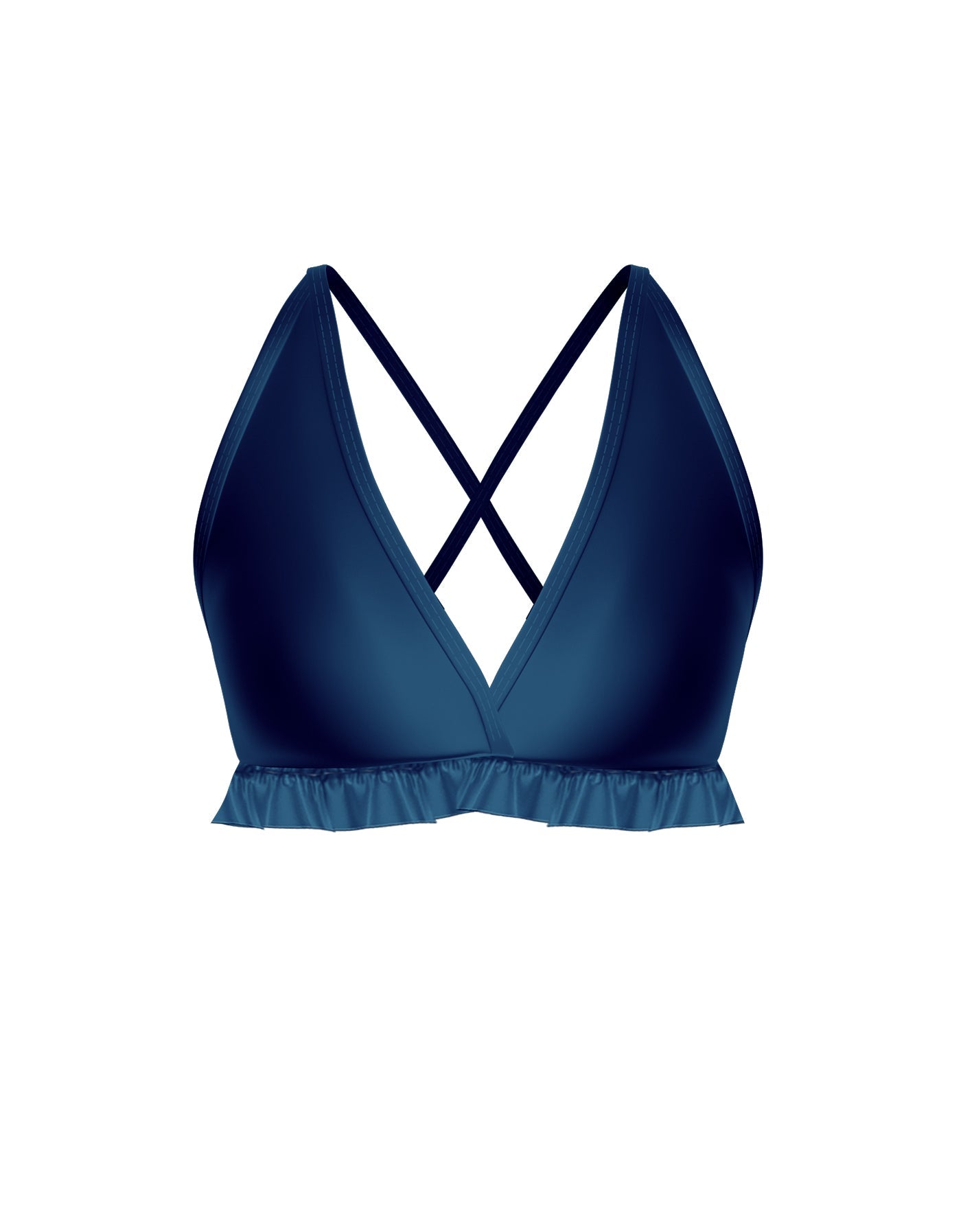 Solid Lycra V Bra with Ruffles