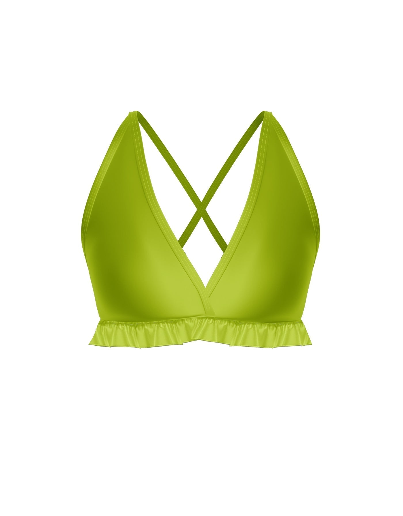 Solid Lycra V Bra with Ruffles