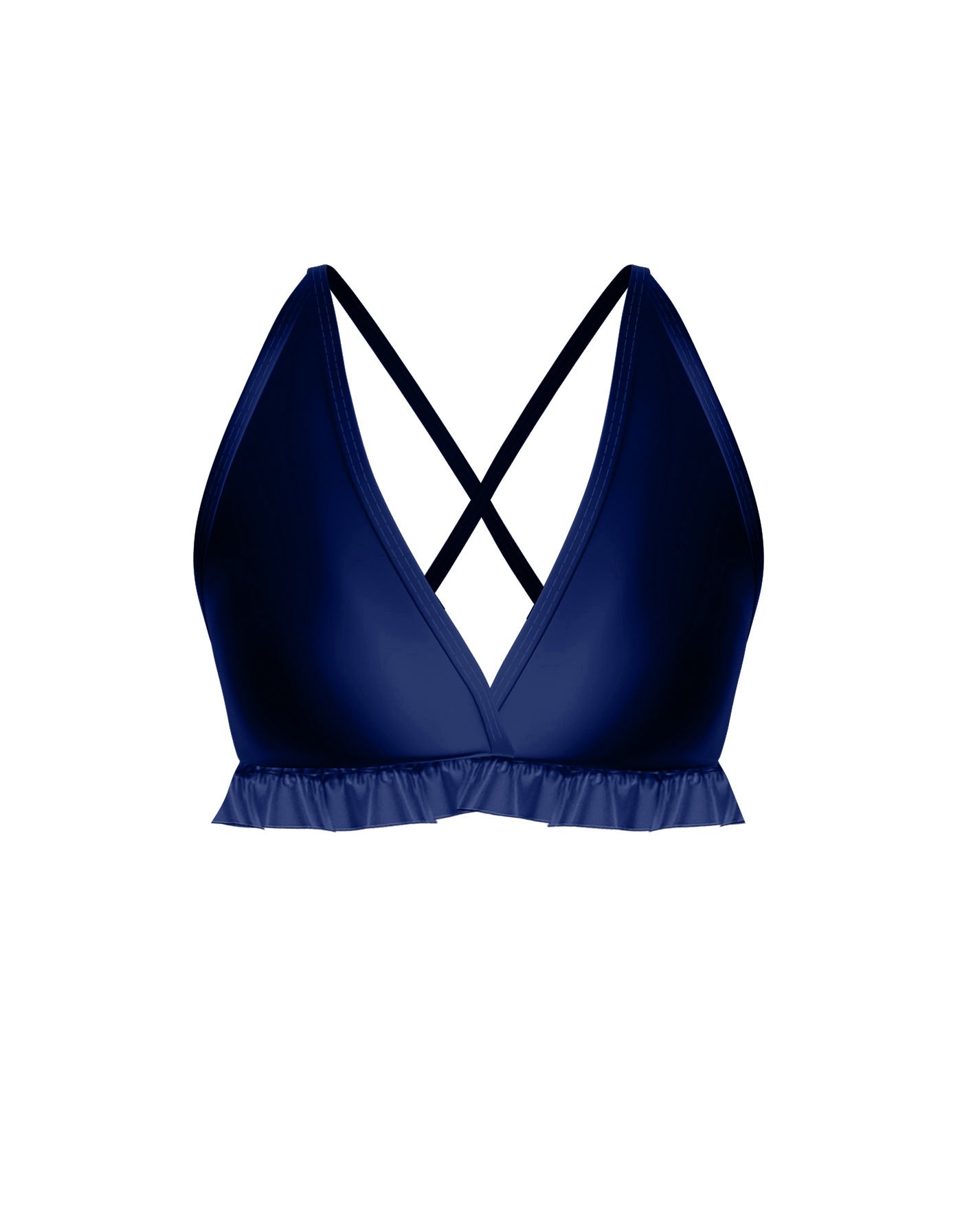 Solid Lycra V Bra with Ruffles