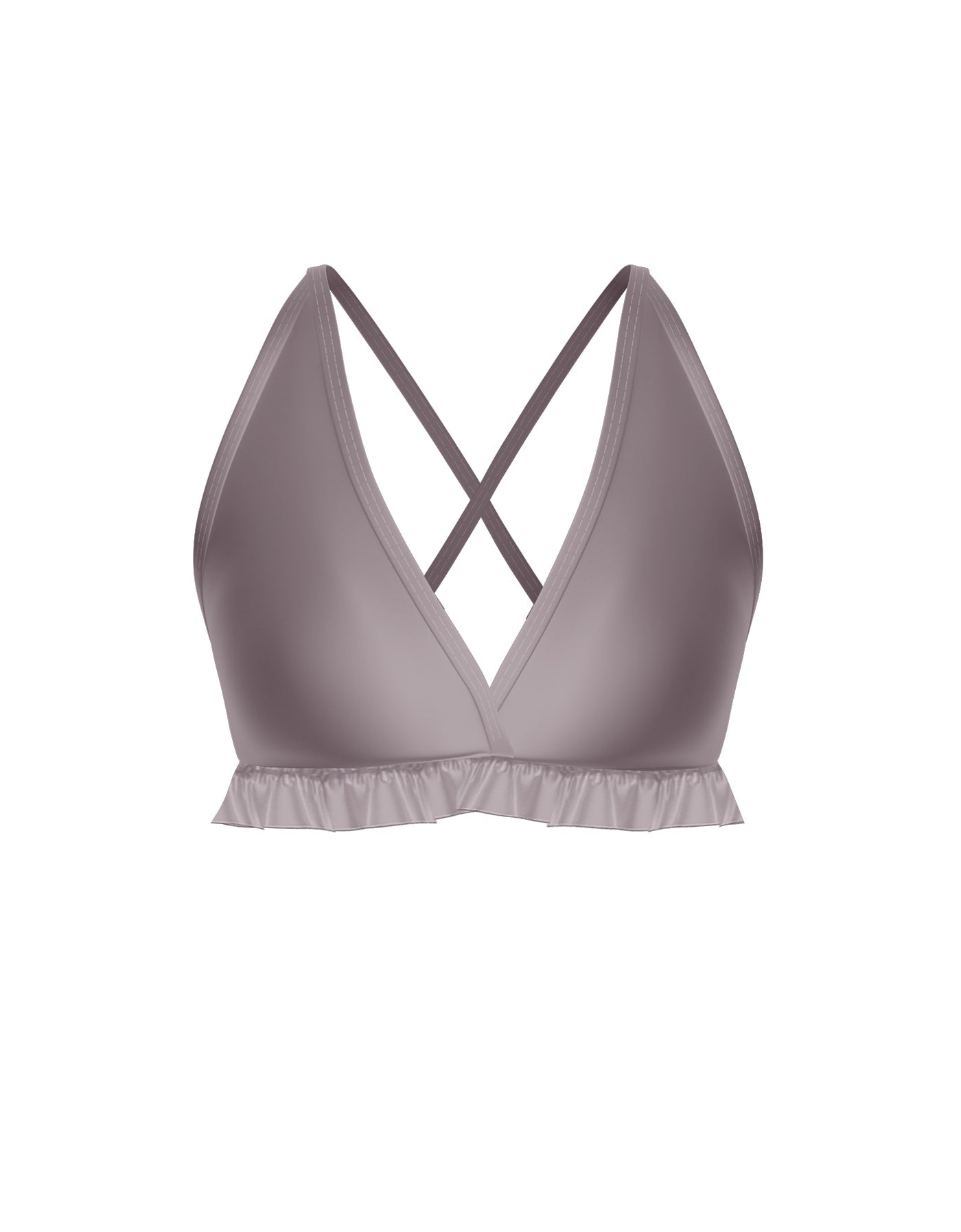 Solid Lycra V Bra with Ruffles