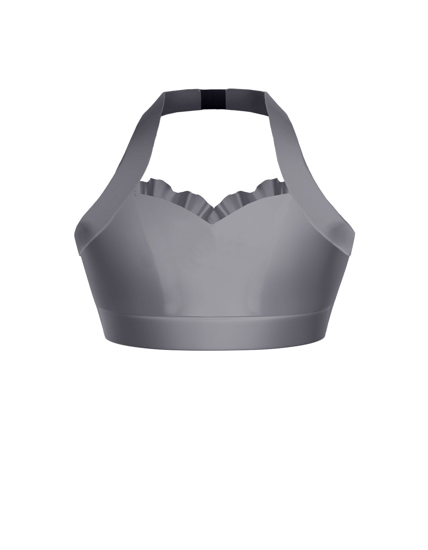 Solid Lycra Halter Sweetheart Bra with Ruffle