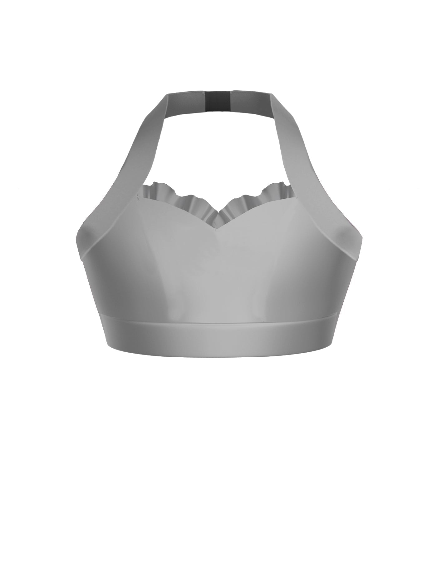 Solid Lycra Halter Sweetheart Bra with Ruffle