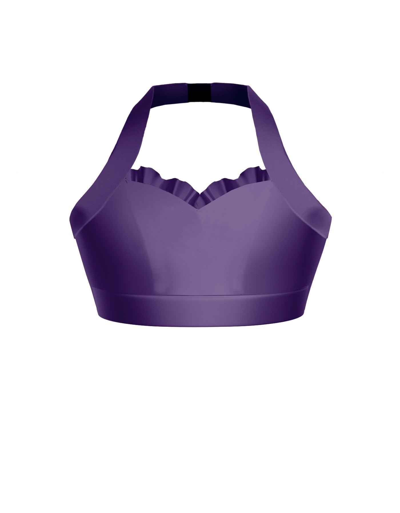 Solid Lycra Halter Sweetheart Bra with Ruffle