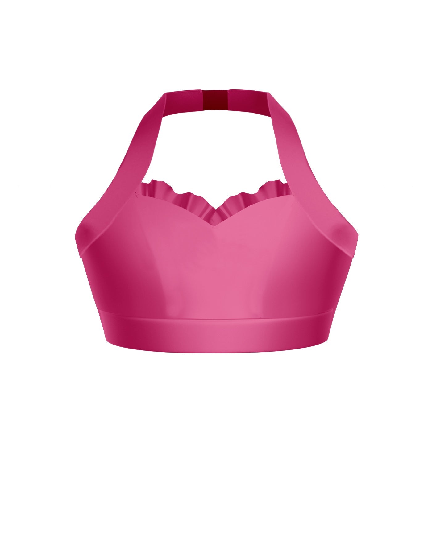 Solid Lycra Halter Sweetheart Bra with Ruffle