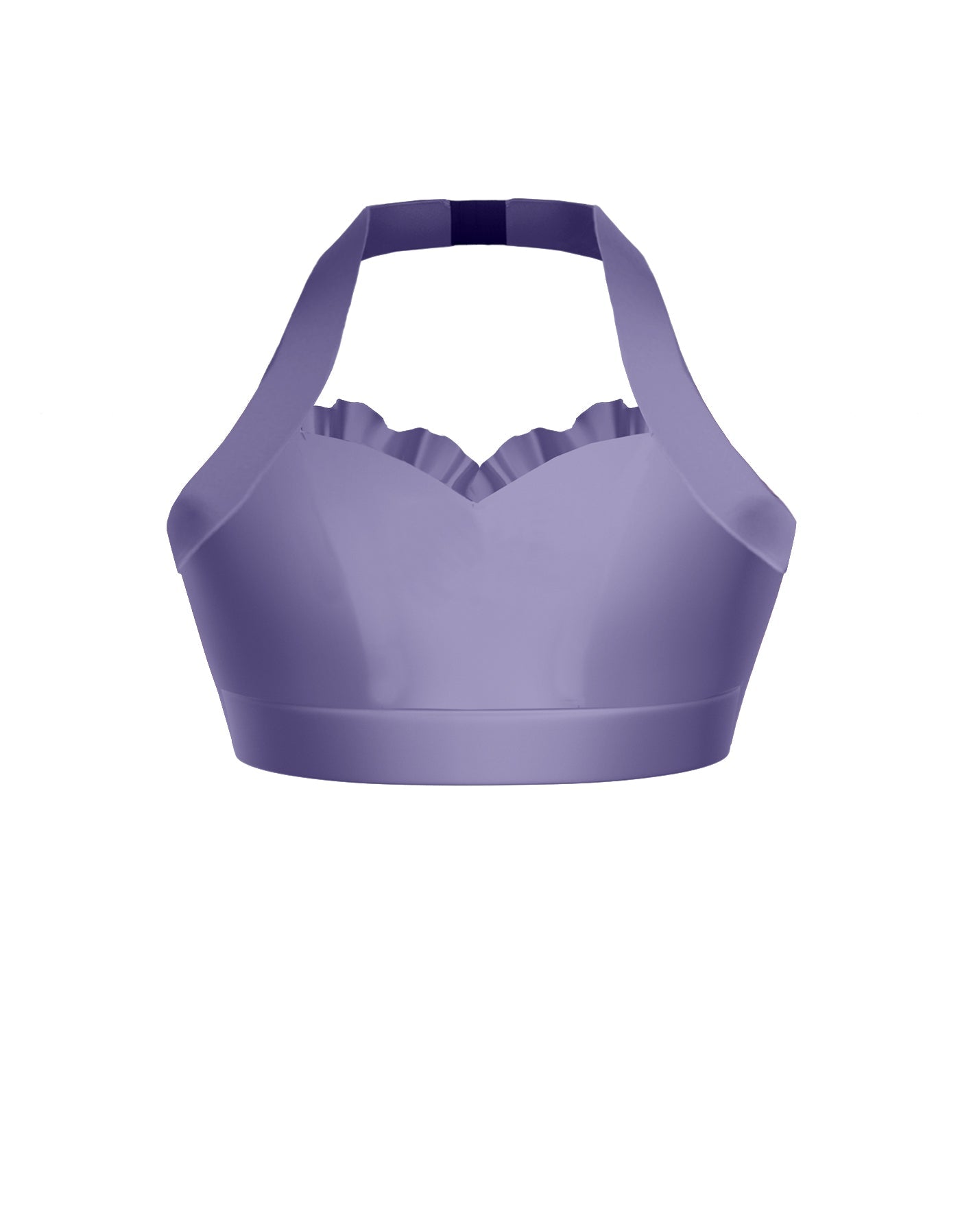 Solid Lycra Halter Sweetheart Bra with Ruffle