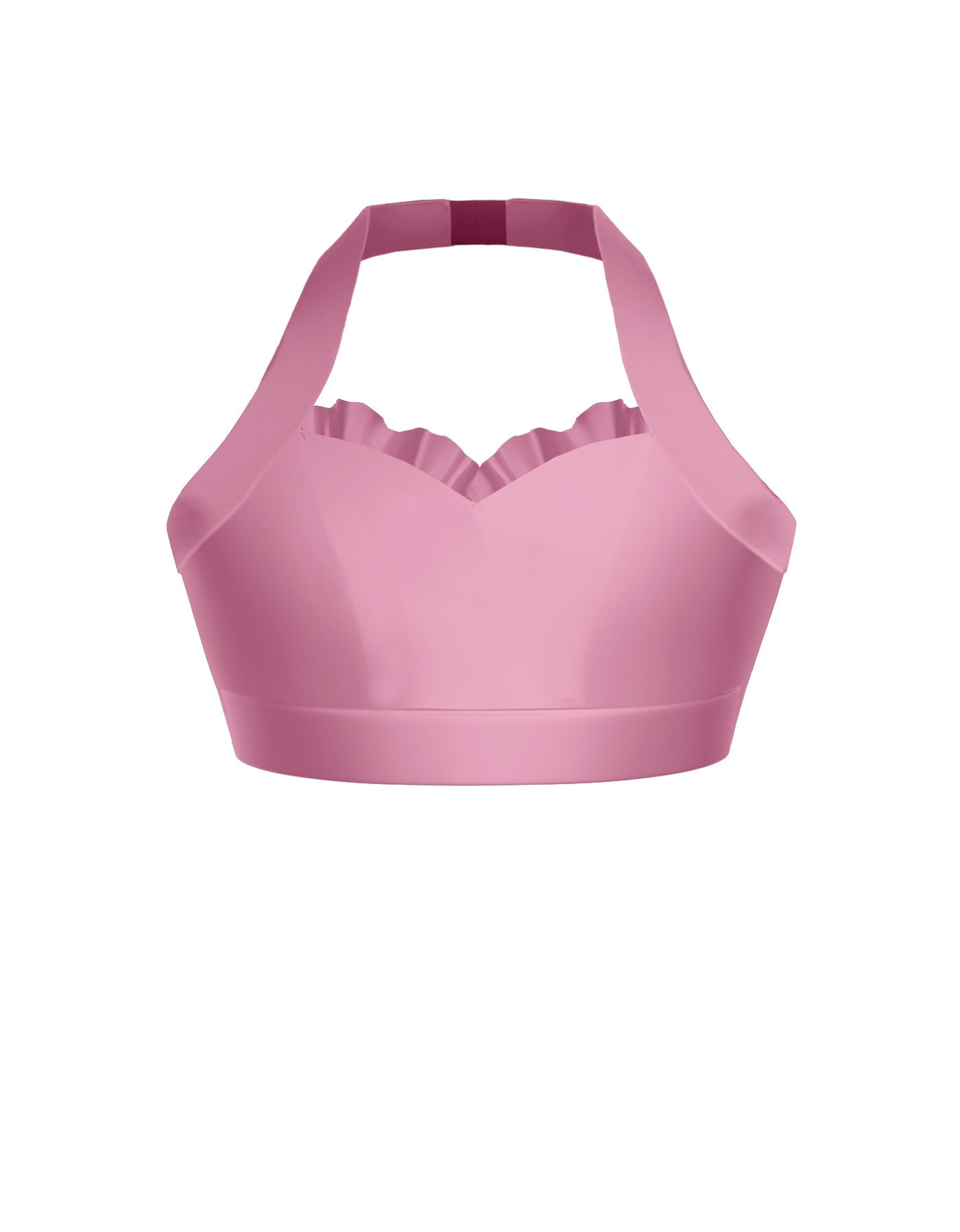 Solid Lycra Halter Sweetheart Bra with Ruffle