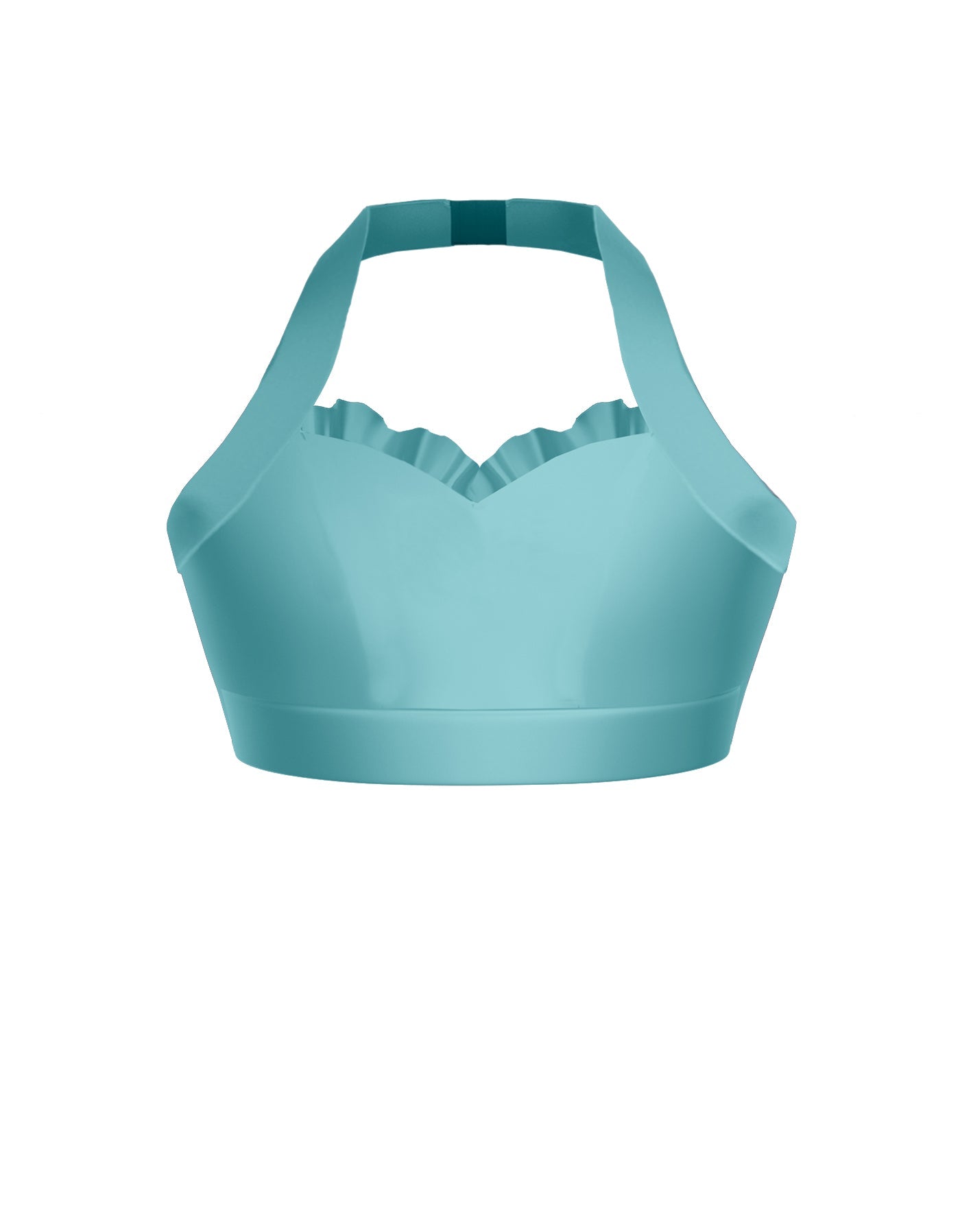 Solid Lycra Halter Sweetheart Bra with Ruffle