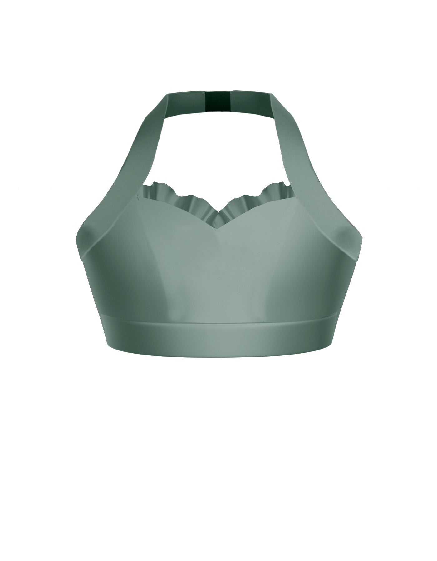 Solid Lycra Halter Sweetheart Bra with Ruffle