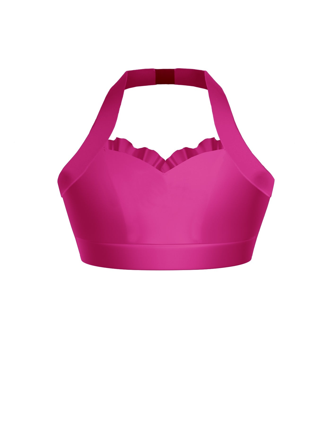 Solid Lycra Halter Sweetheart Bra with Ruffle